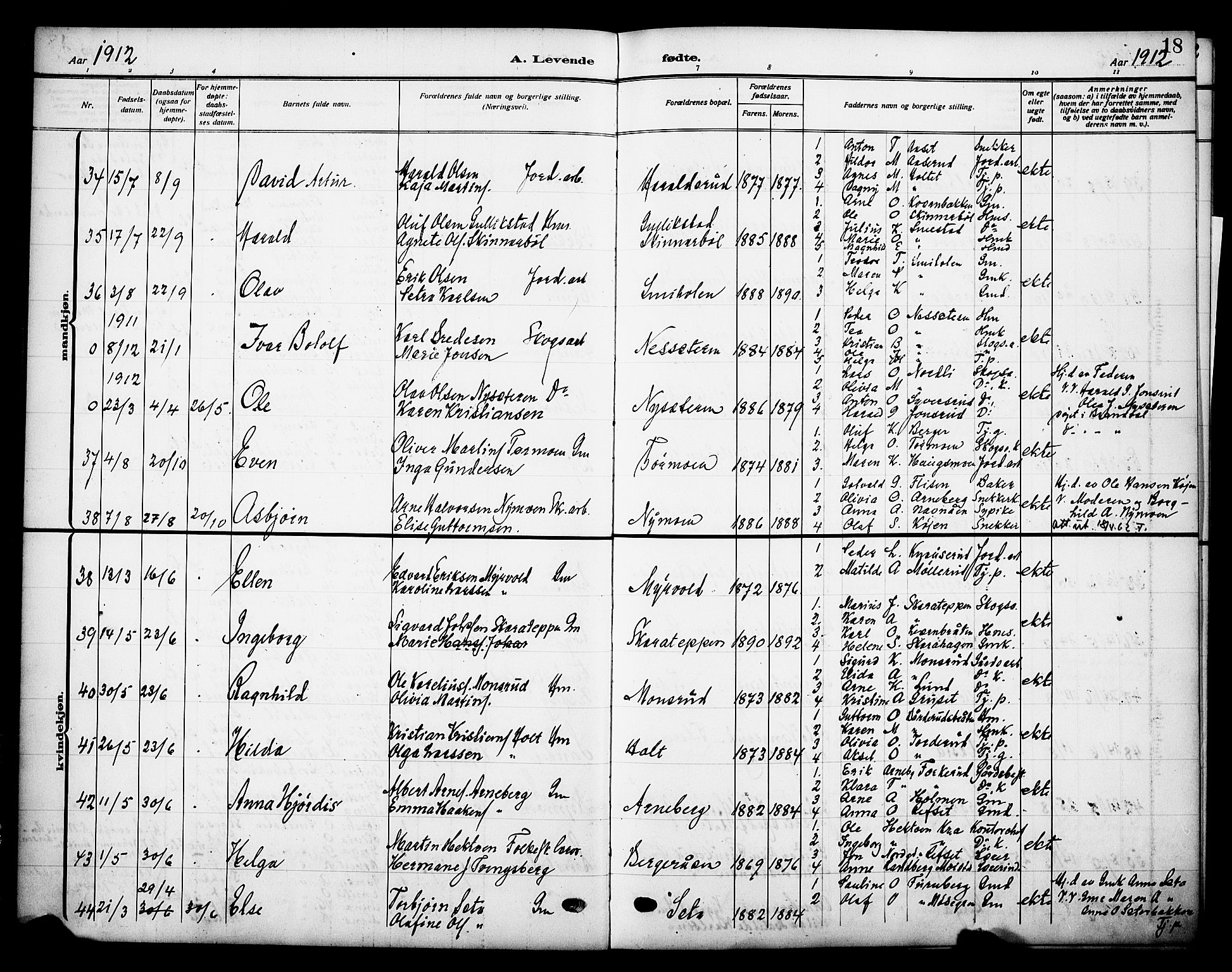 Grue prestekontor, AV/SAH-PREST-036/H/Ha/Haa/L0015: Parish register (official) no. 15, 1911-1922, p. 18