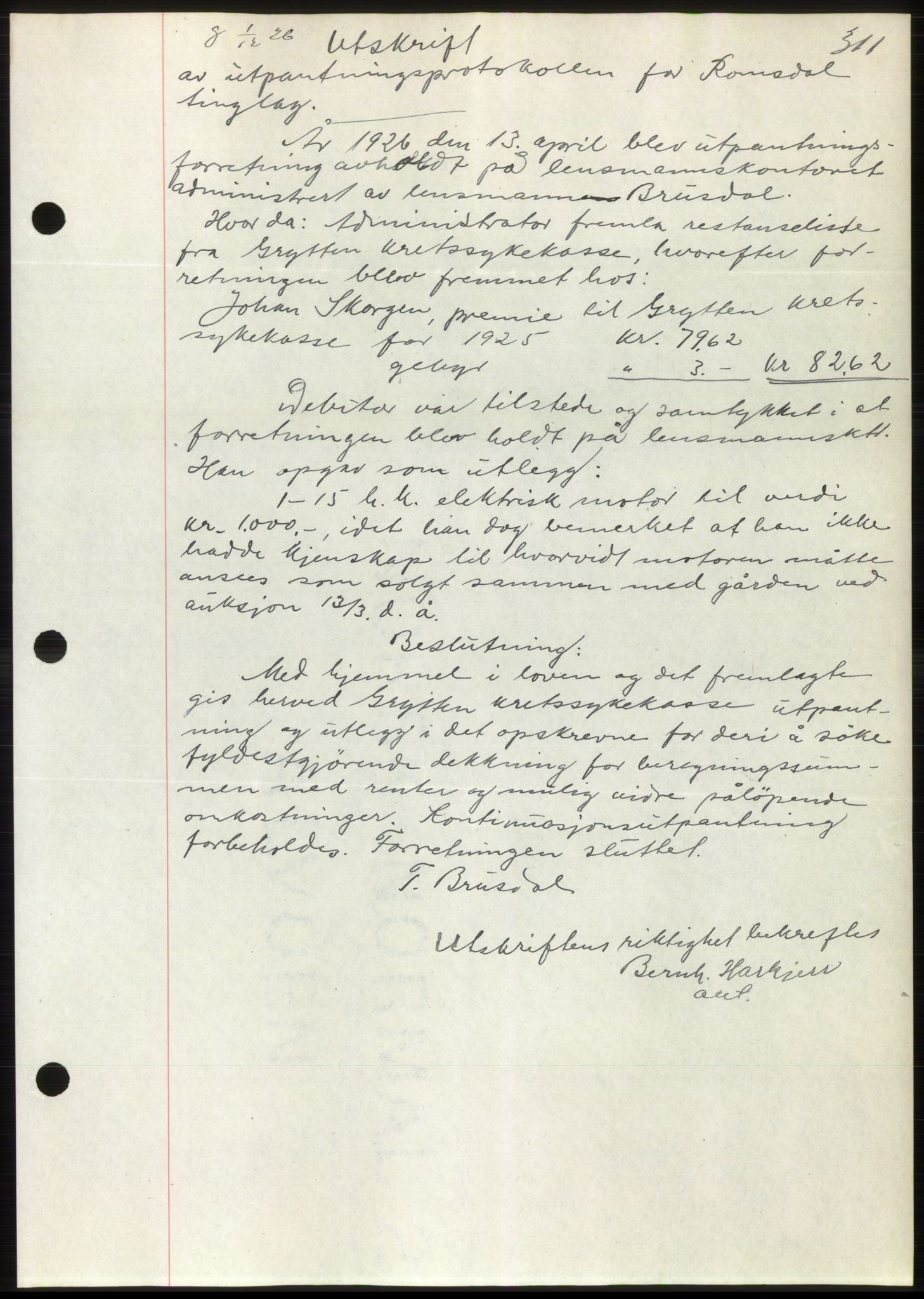 Romsdal sorenskriveri, AV/SAT-A-4149/1/2/2C/L0051: Mortgage book no. 45, 1926-1927, Deed date: 01.12.1926