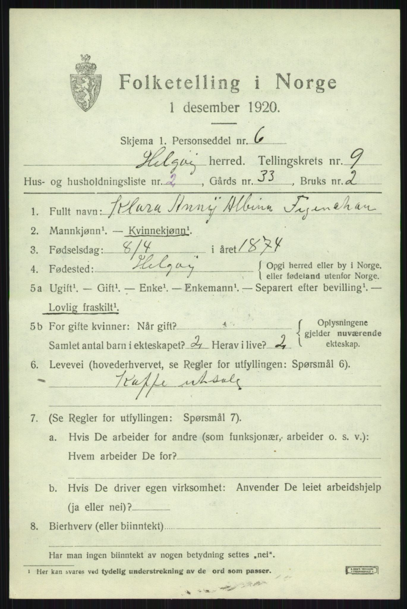SATØ, 1920 census for Helgøy, 1920, p. 3235
