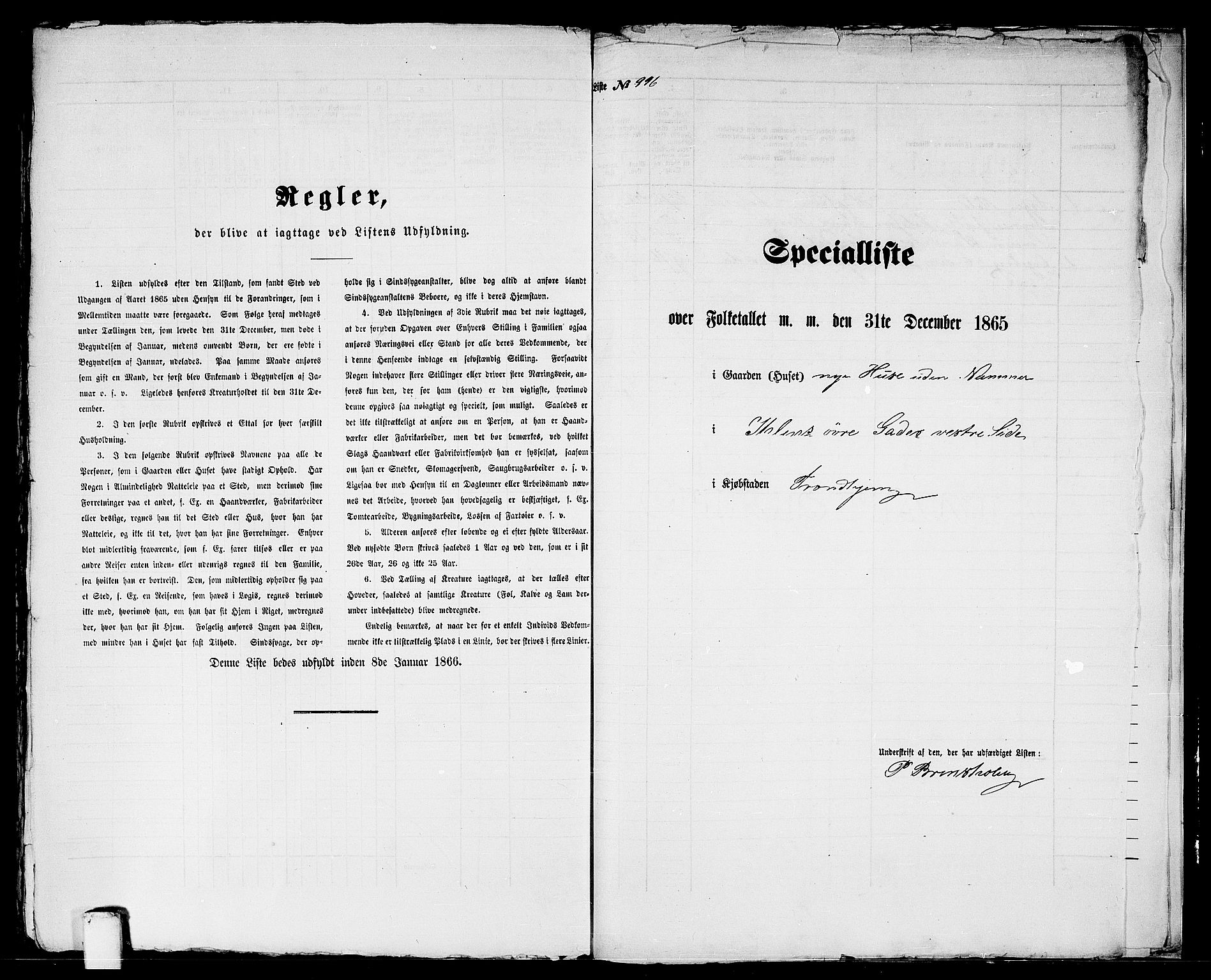 RA, 1865 census for Trondheim, 1865, p. 2071