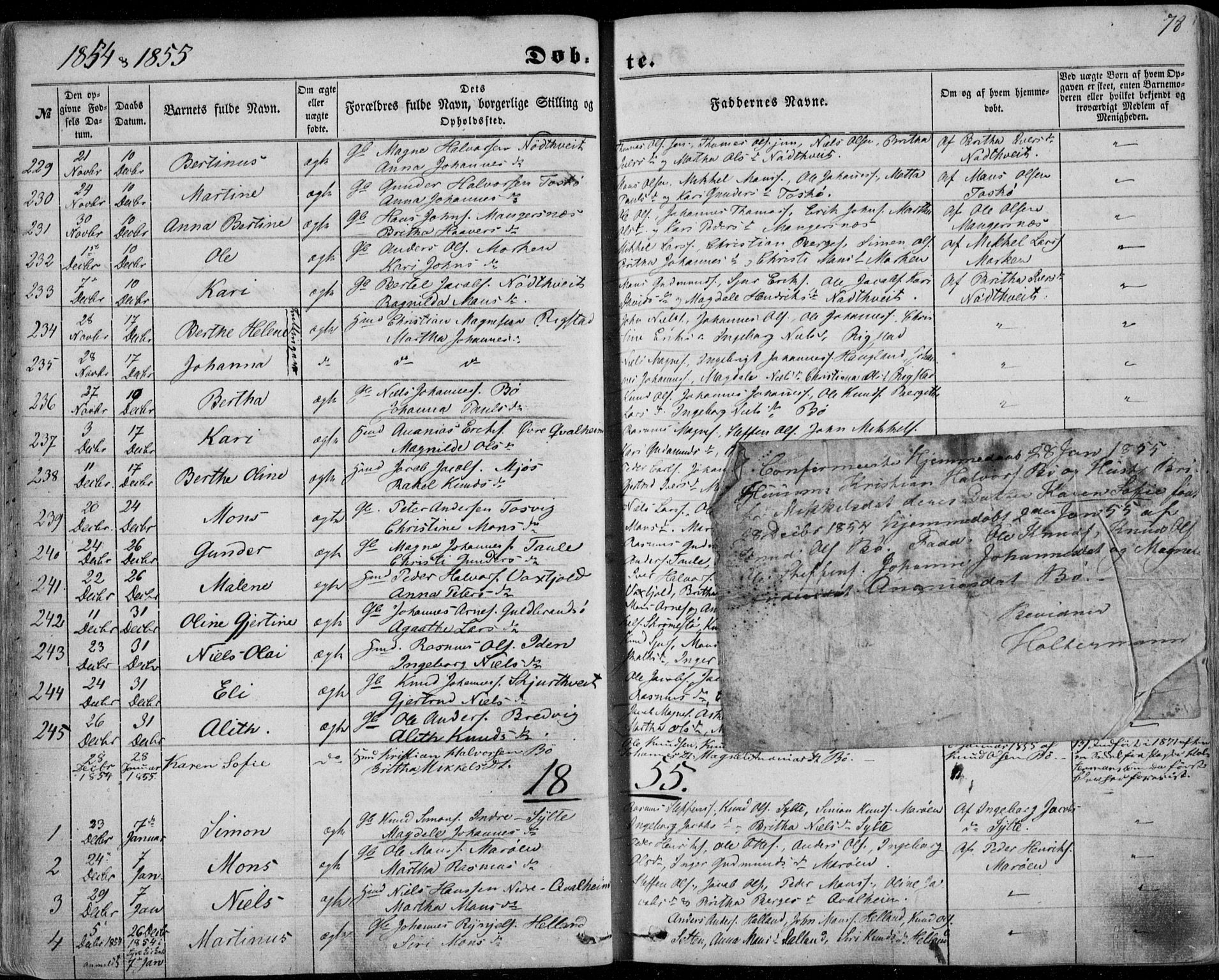 Manger sokneprestembete, SAB/A-76801/H/Haa: Parish register (official) no. A 6, 1849-1859, p. 78