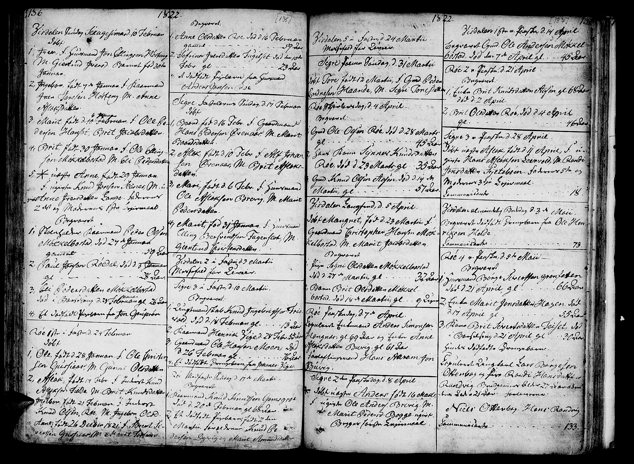 Ministerialprotokoller, klokkerbøker og fødselsregistre - Møre og Romsdal, AV/SAT-A-1454/551/L0622: Parish register (official) no. 551A02, 1804-1845, p. 136-137