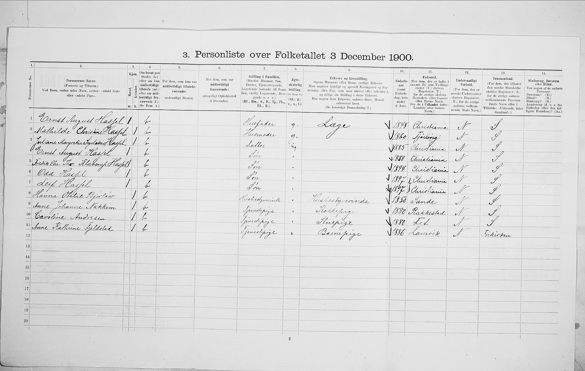 SAO, 1900 census for Kristiania, 1900, p. 74896