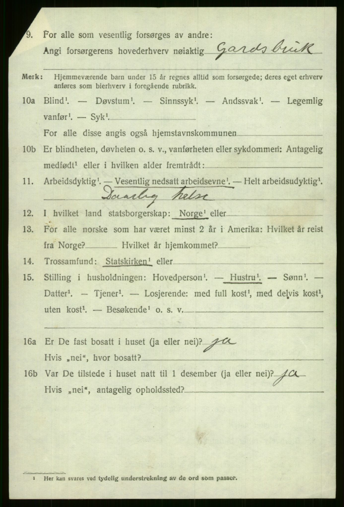 SAB, 1920 census for Evanger, 1920, p. 4254