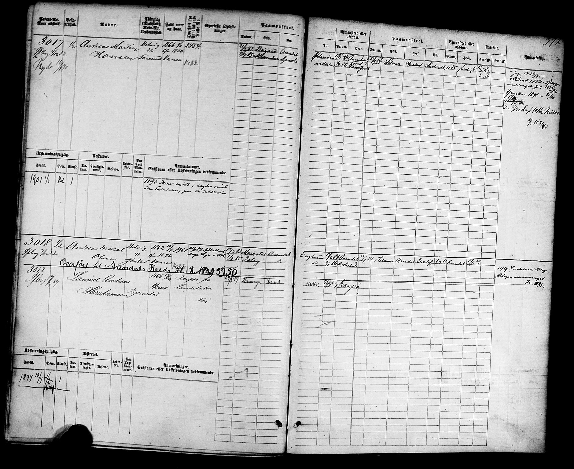 Farsund mønstringskrets, AV/SAK-2031-0017/F/Fb/L0004: Hovedrulle nr 2275-3040, M-7, 1875-1915, p. 380