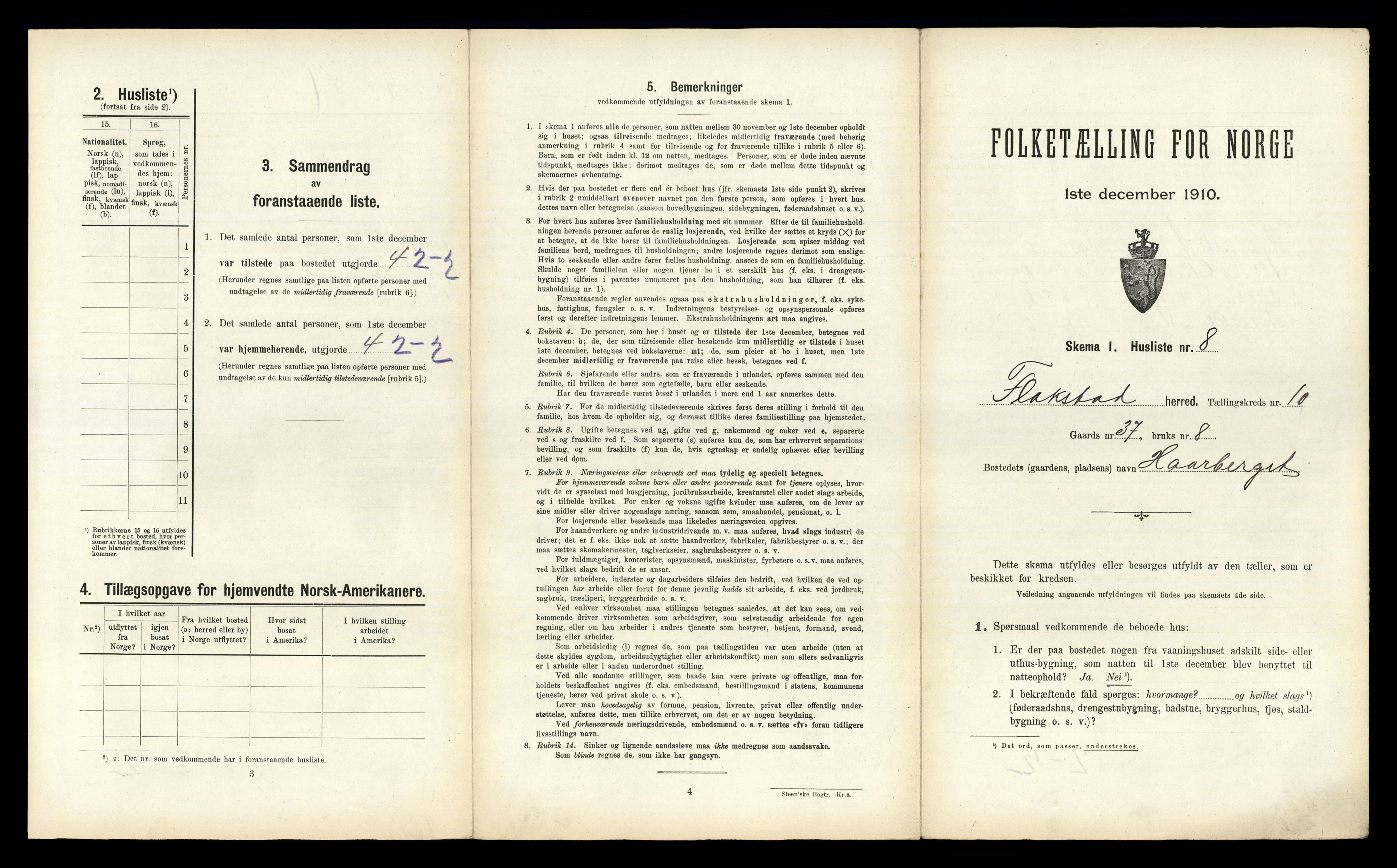 RA, 1910 census for Flakstad, 1910, p. 1008