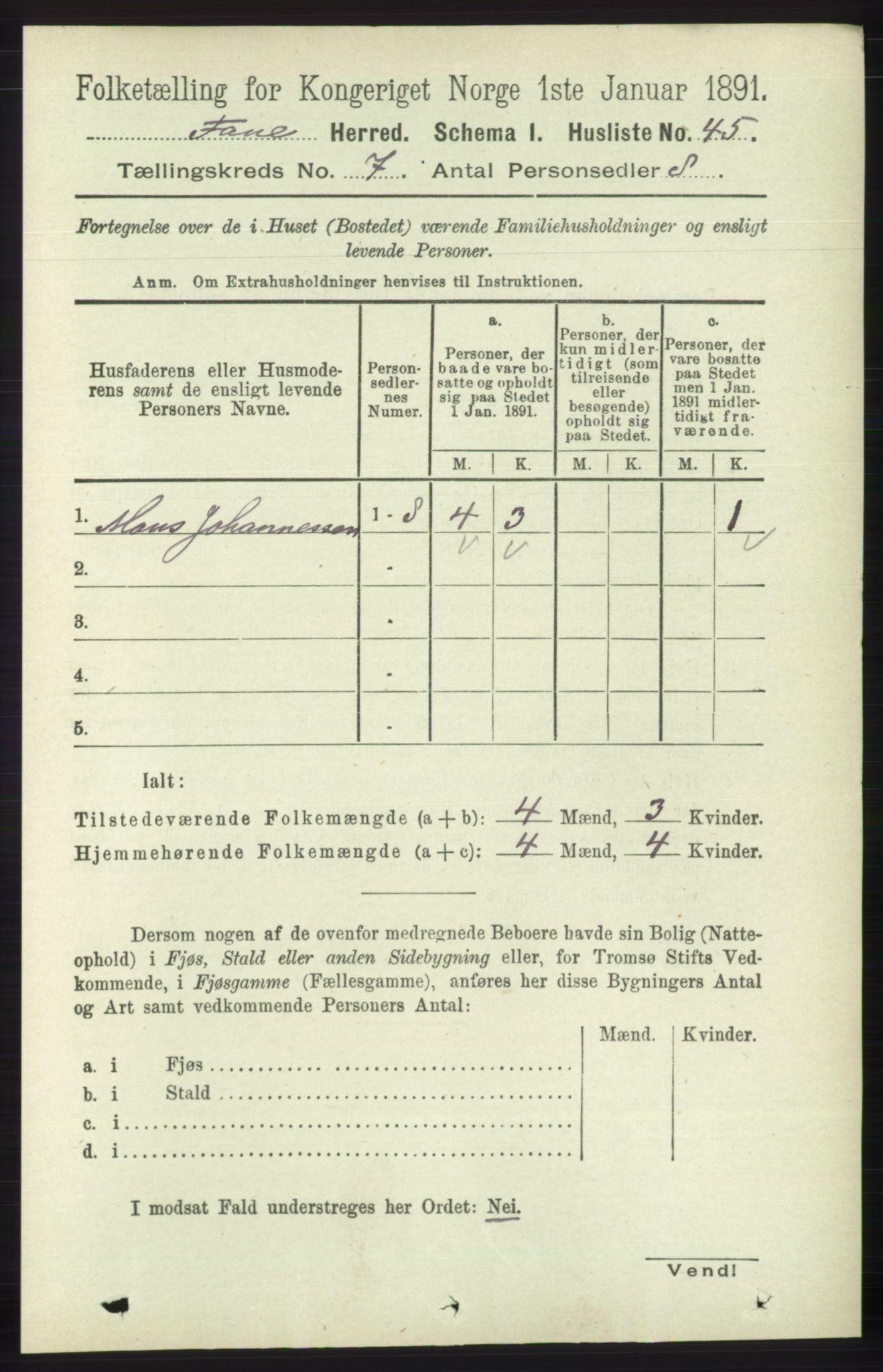 RA, 1891 census for 1249 Fana, 1891, p. 2959