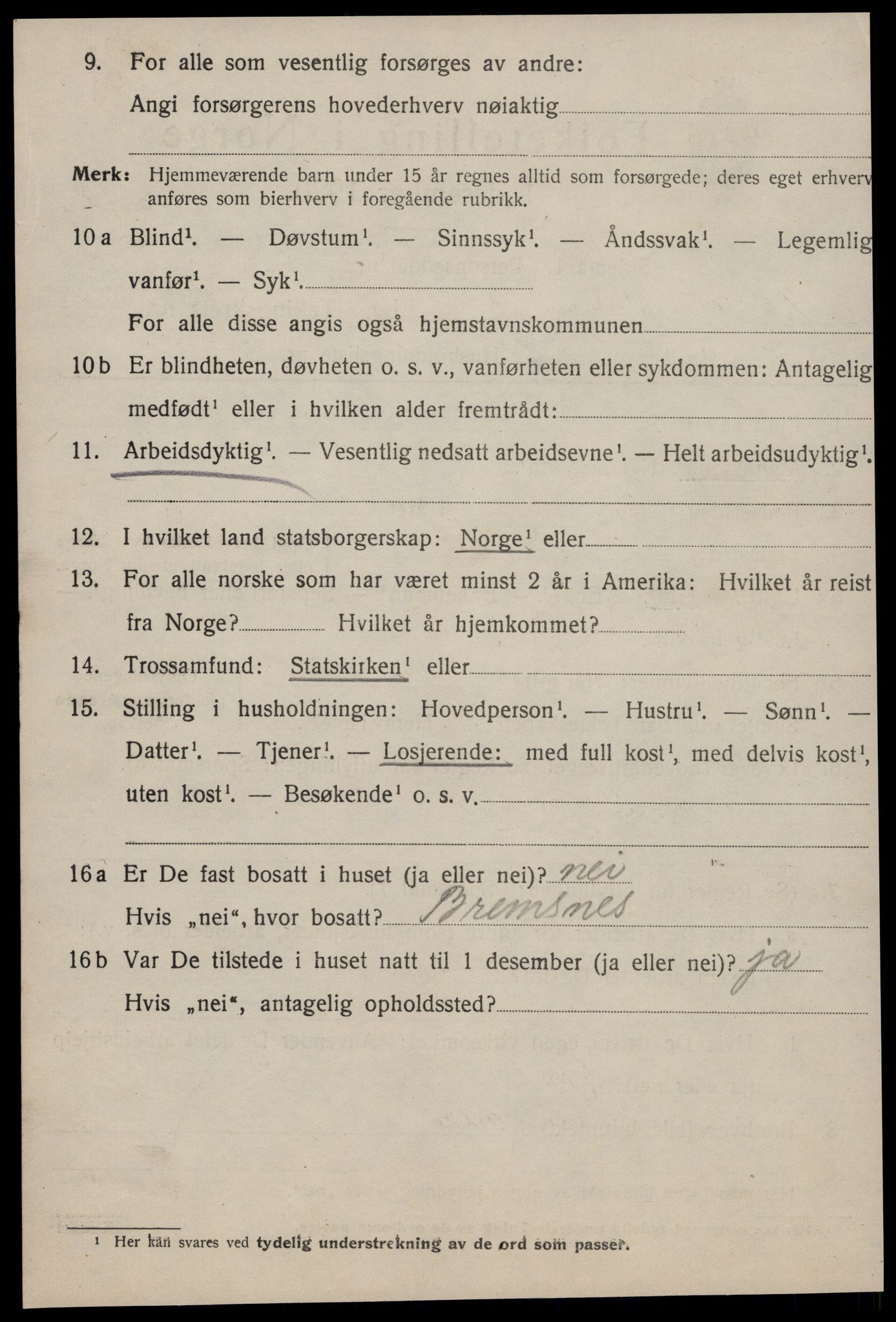 SAT, 1920 census for Kristiansund, 1920, p. 17022