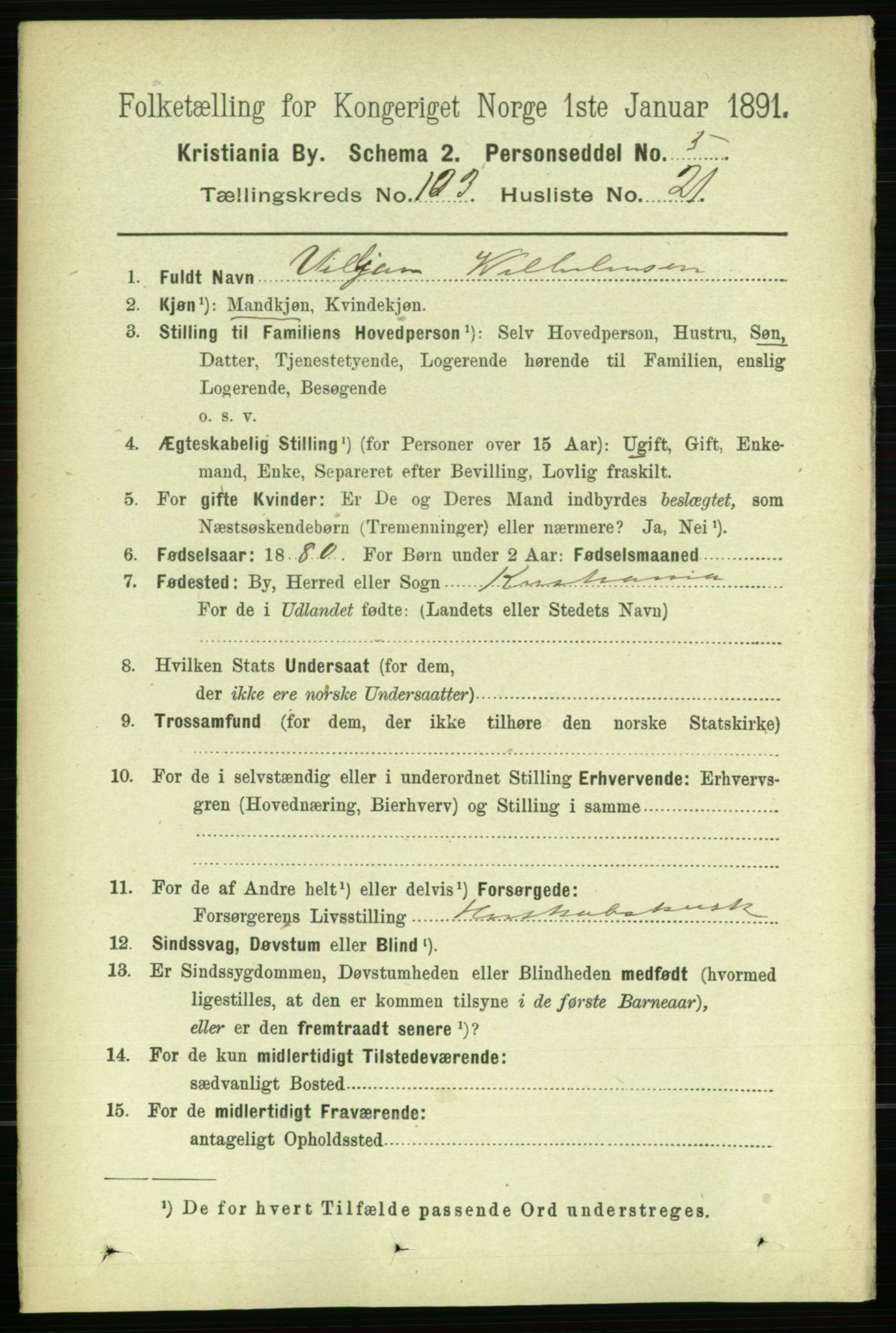 RA, 1891 census for 0301 Kristiania, 1891, p. 51708
