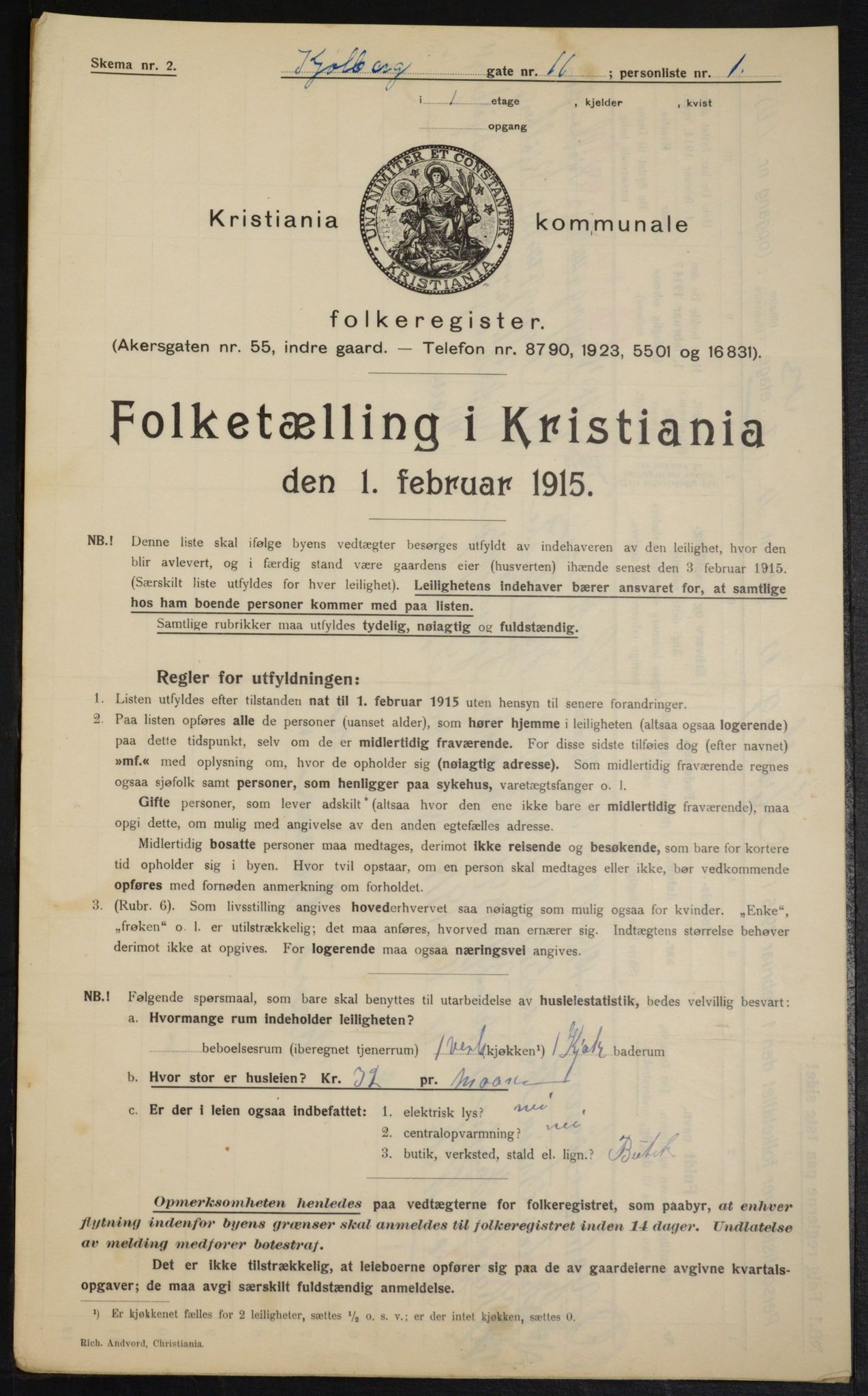 OBA, Municipal Census 1915 for Kristiania, 1915, p. 51033