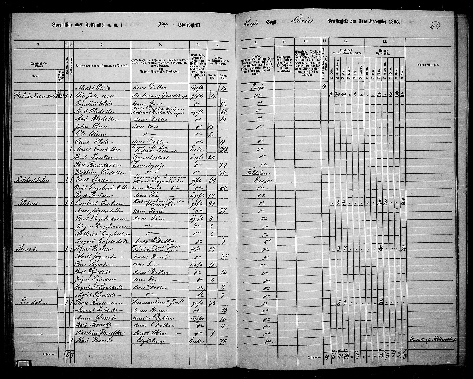 RA, 1865 census for Lesja, 1865, p. 147