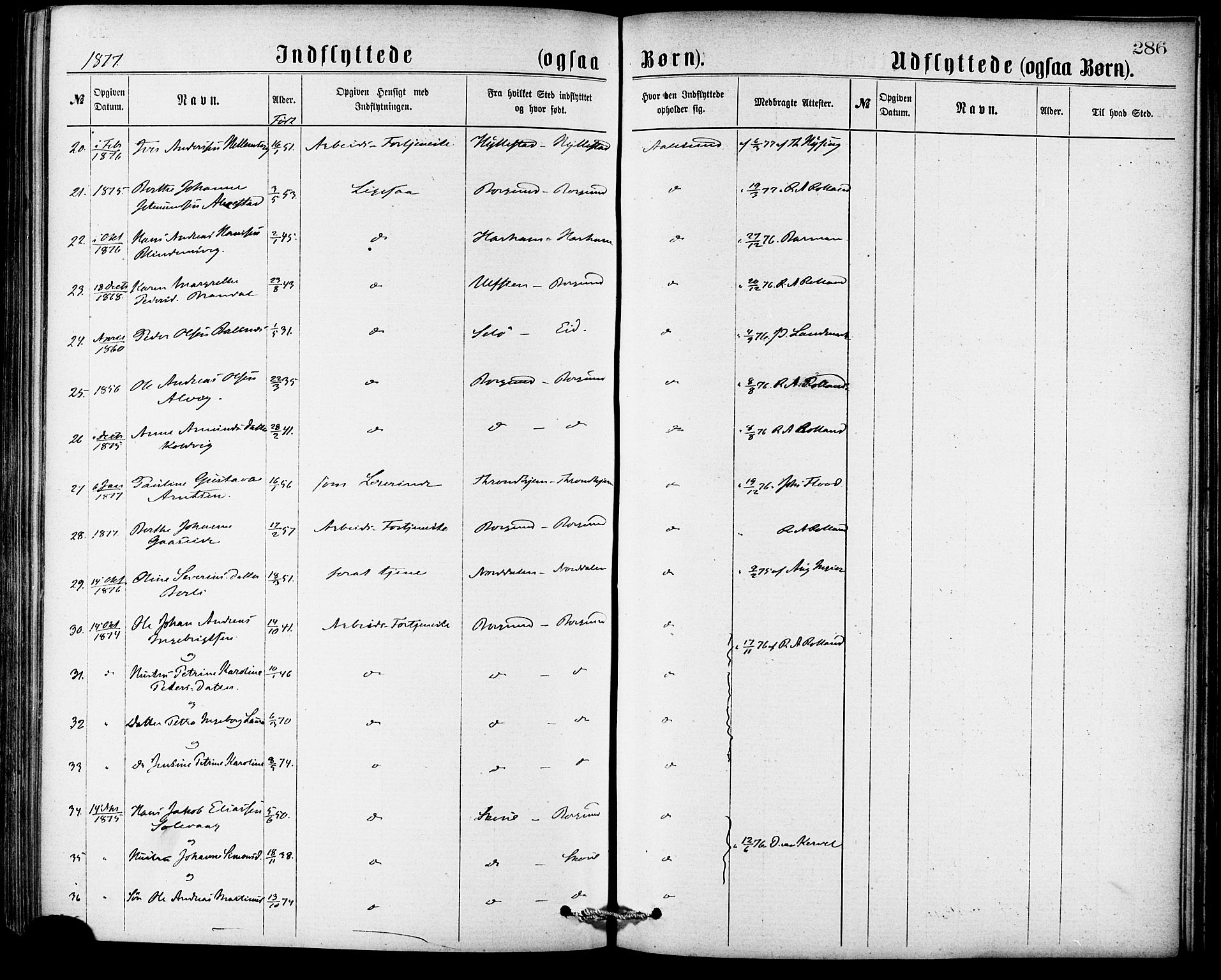 Ministerialprotokoller, klokkerbøker og fødselsregistre - Møre og Romsdal, AV/SAT-A-1454/529/L0453: Parish register (official) no. 529A03, 1872-1877, p. 286