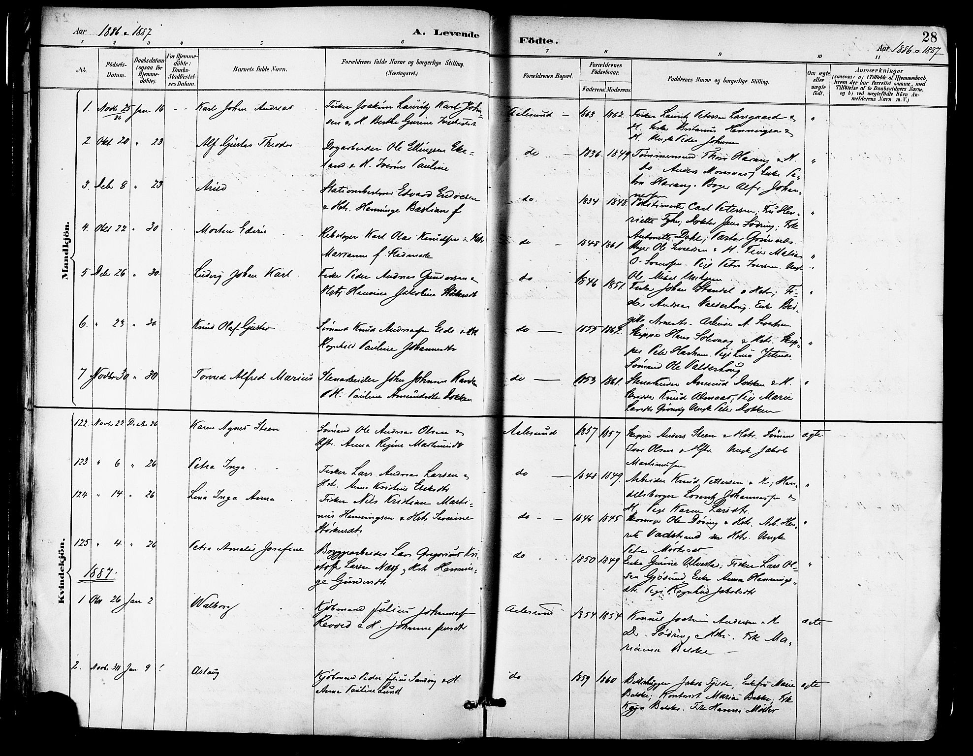 Ministerialprotokoller, klokkerbøker og fødselsregistre - Møre og Romsdal, SAT/A-1454/529/L0455: Parish register (official) no. 529A05, 1885-1893, p. 28