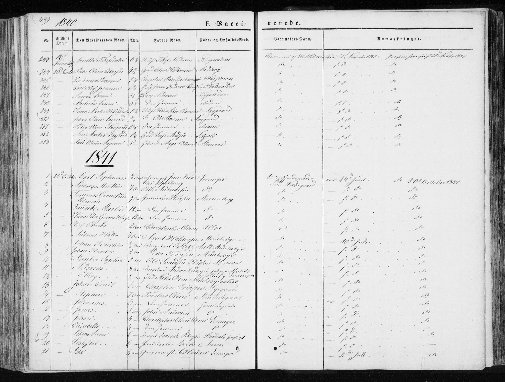 Ministerialprotokoller, klokkerbøker og fødselsregistre - Nord-Trøndelag, SAT/A-1458/717/L0154: Parish register (official) no. 717A06 /1, 1836-1849, p. 489