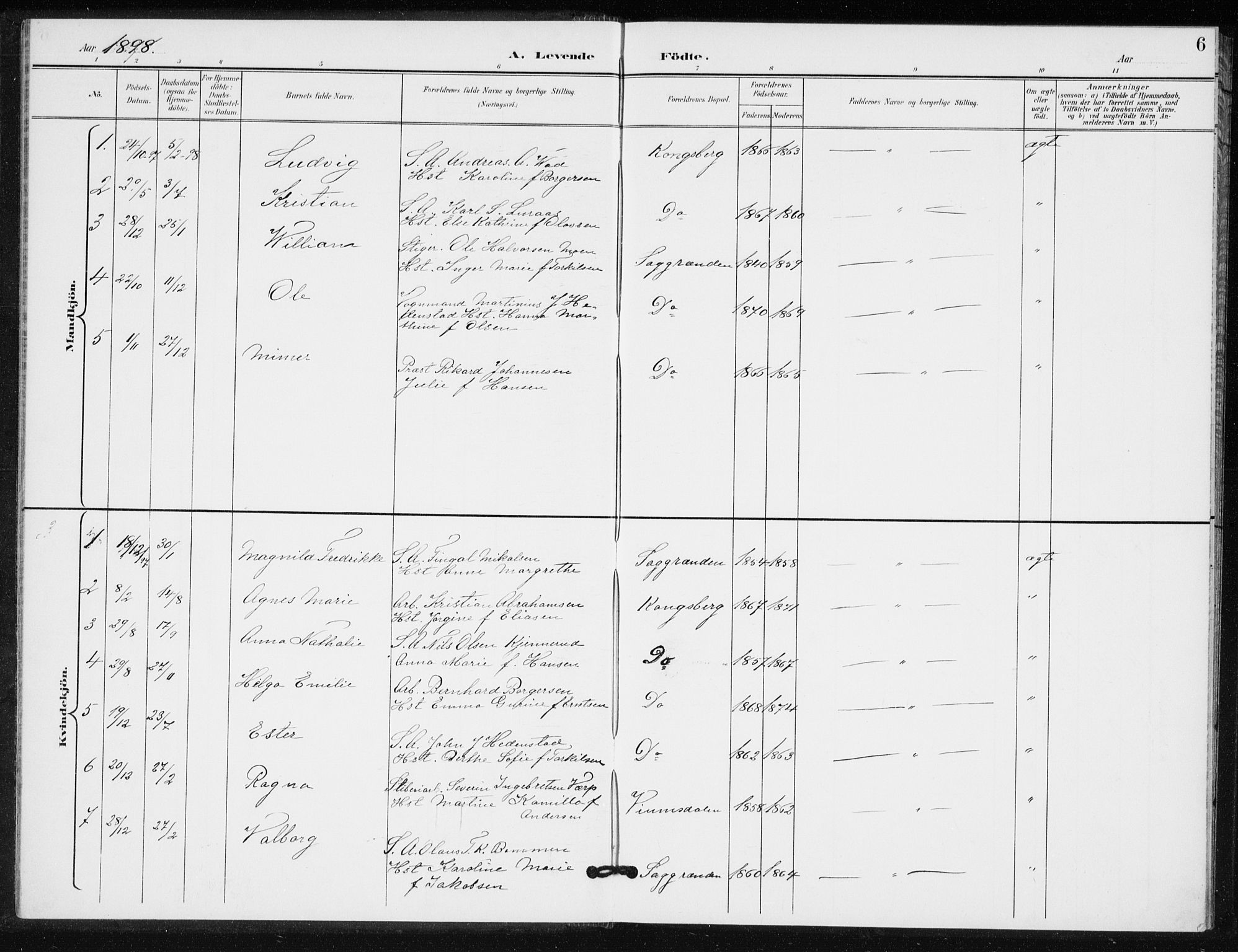 Kongsberg kirkebøker, AV/SAKO-A-22/G/Ga/L0009: Parish register (copy) no. 9, 1932-1938, p. 6