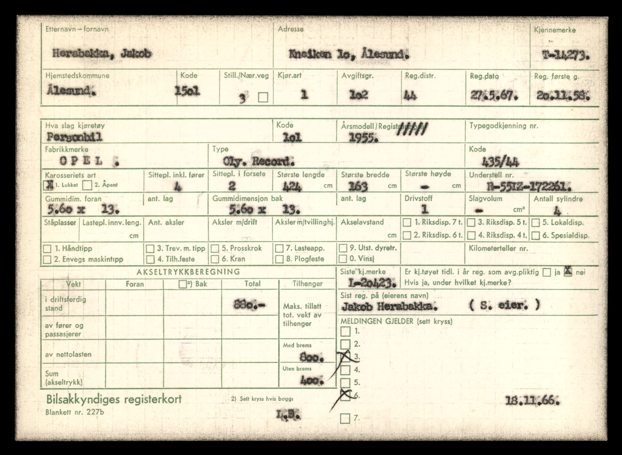 Møre og Romsdal vegkontor - Ålesund trafikkstasjon, AV/SAT-A-4099/F/Fe/L0044: Registreringskort for kjøretøy T 14205 - T 14319, 1927-1998, p. 2007