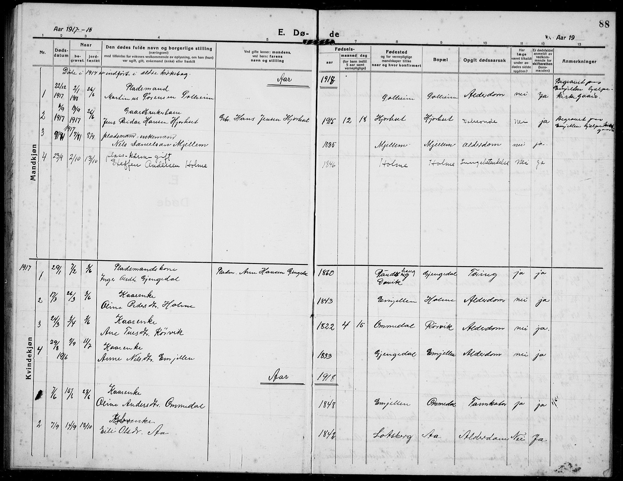 Gloppen sokneprestembete, SAB/A-80101/H/Hab/Habe/L0002: Parish register (copy) no. E 2, 1917-1933, p. 88