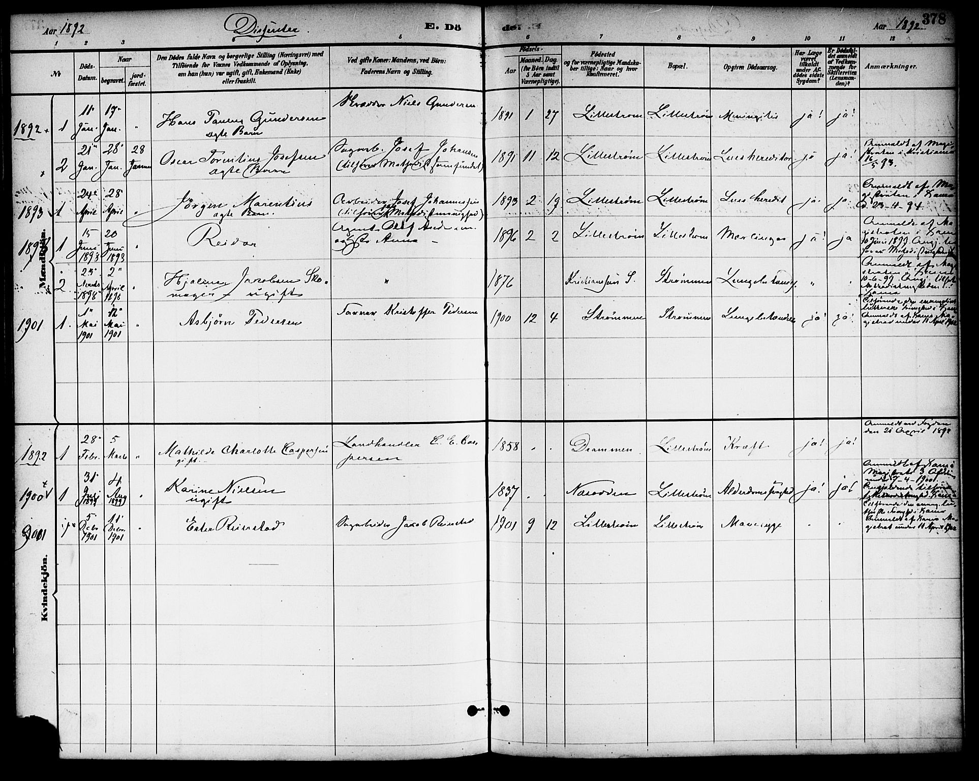 Skedsmo prestekontor Kirkebøker, SAO/A-10033a/F/Fa/L0014: Parish register (official) no. I 14, 1892-1901, p. 378
