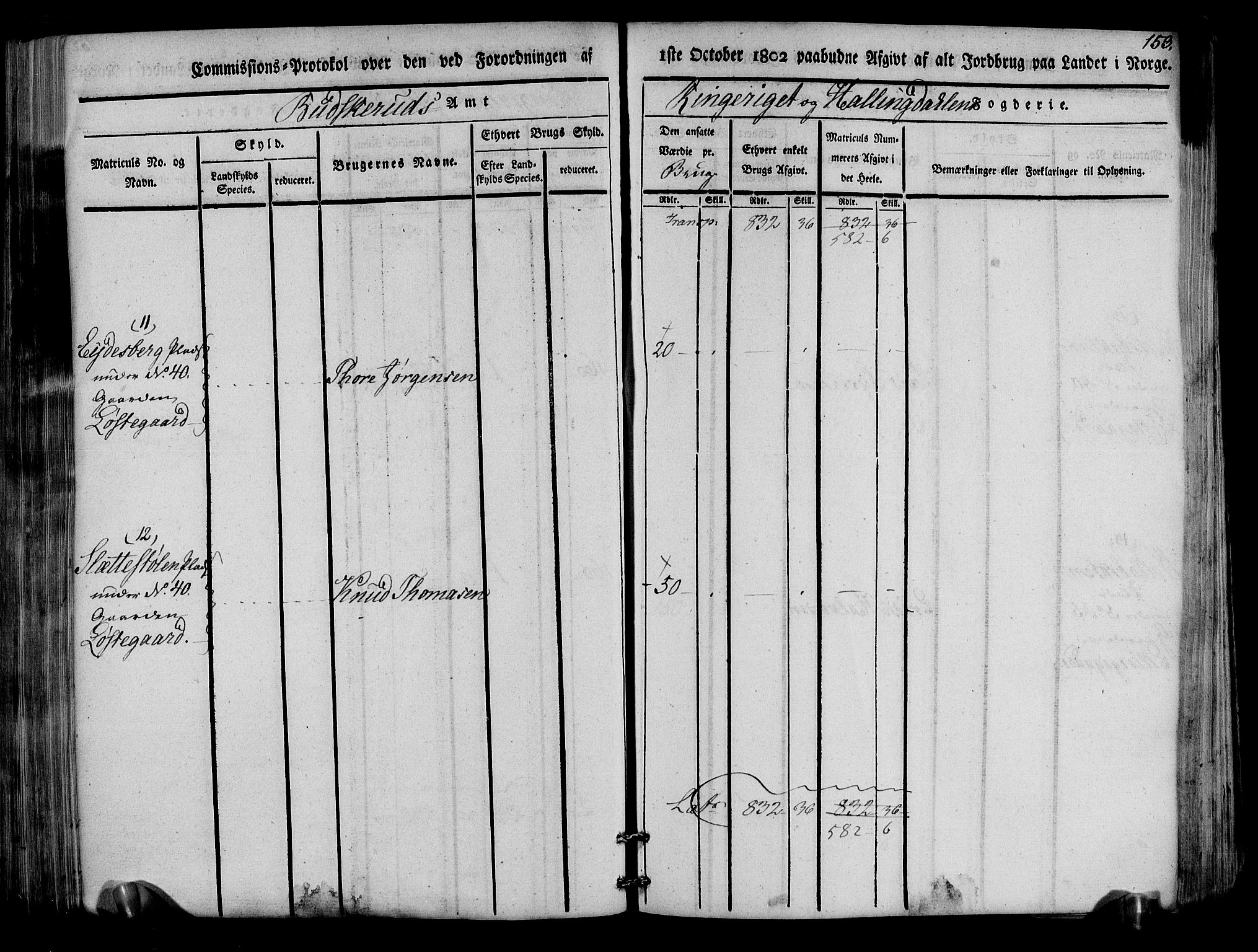 Rentekammeret inntil 1814, Realistisk ordnet avdeling, RA/EA-4070/N/Ne/Nea/L0047: Ringerike og Hallingdal fogderi. Kommisjonsprotokoll for Nes prestegjeld, 1803, p. 156