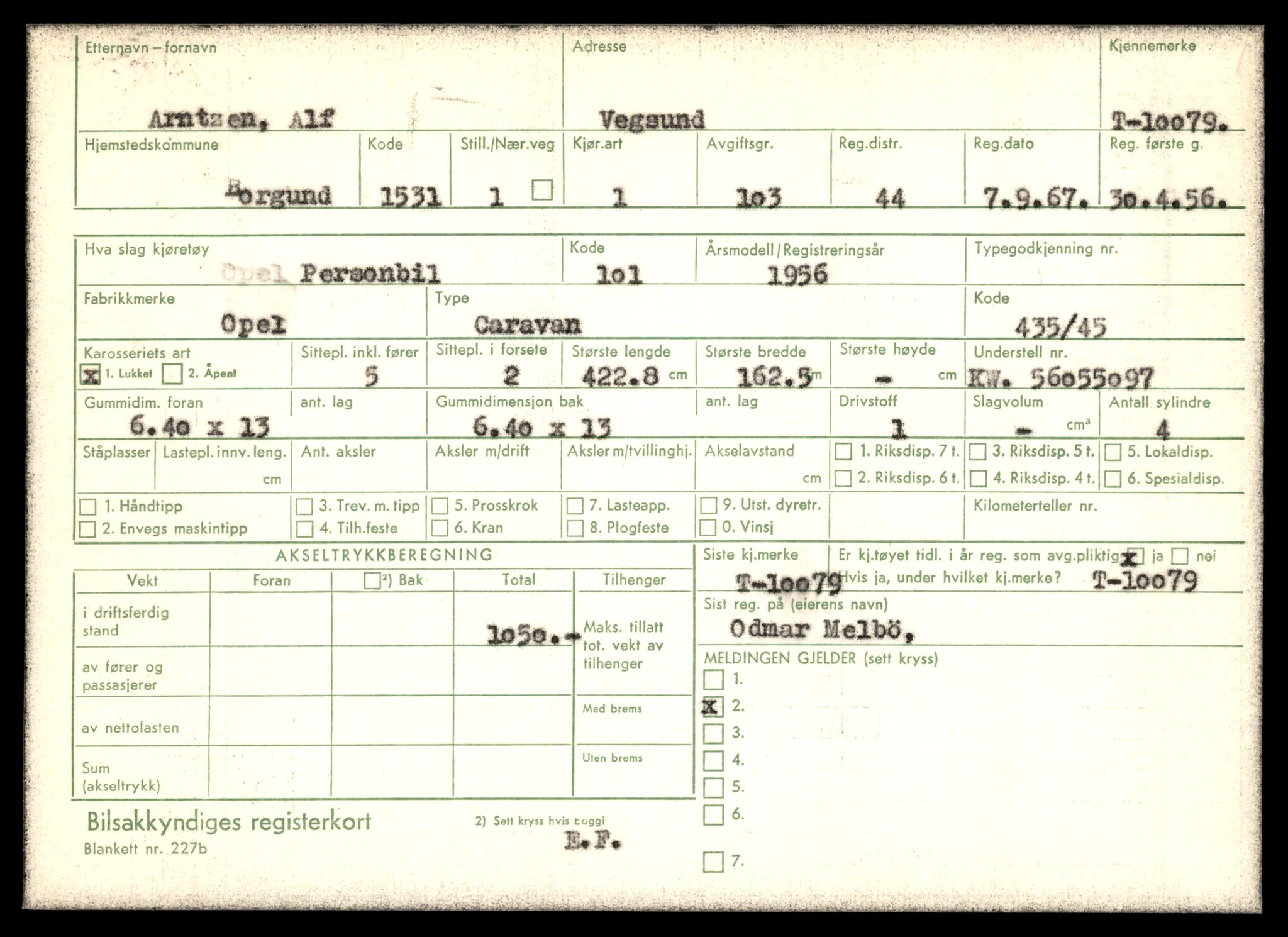 Møre og Romsdal vegkontor - Ålesund trafikkstasjon, SAT/A-4099/F/Fe/L0017: Registreringskort for kjøretøy T 1985 - T 10090, 1927-1998, p. 3047