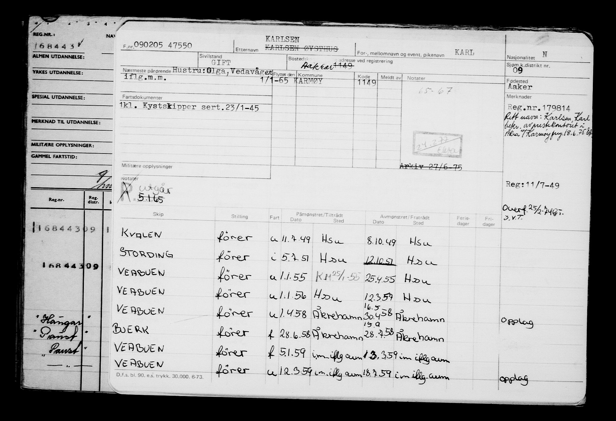 Direktoratet for sjømenn, AV/RA-S-3545/G/Gb/L0057: Hovedkort, 1905, p. 399