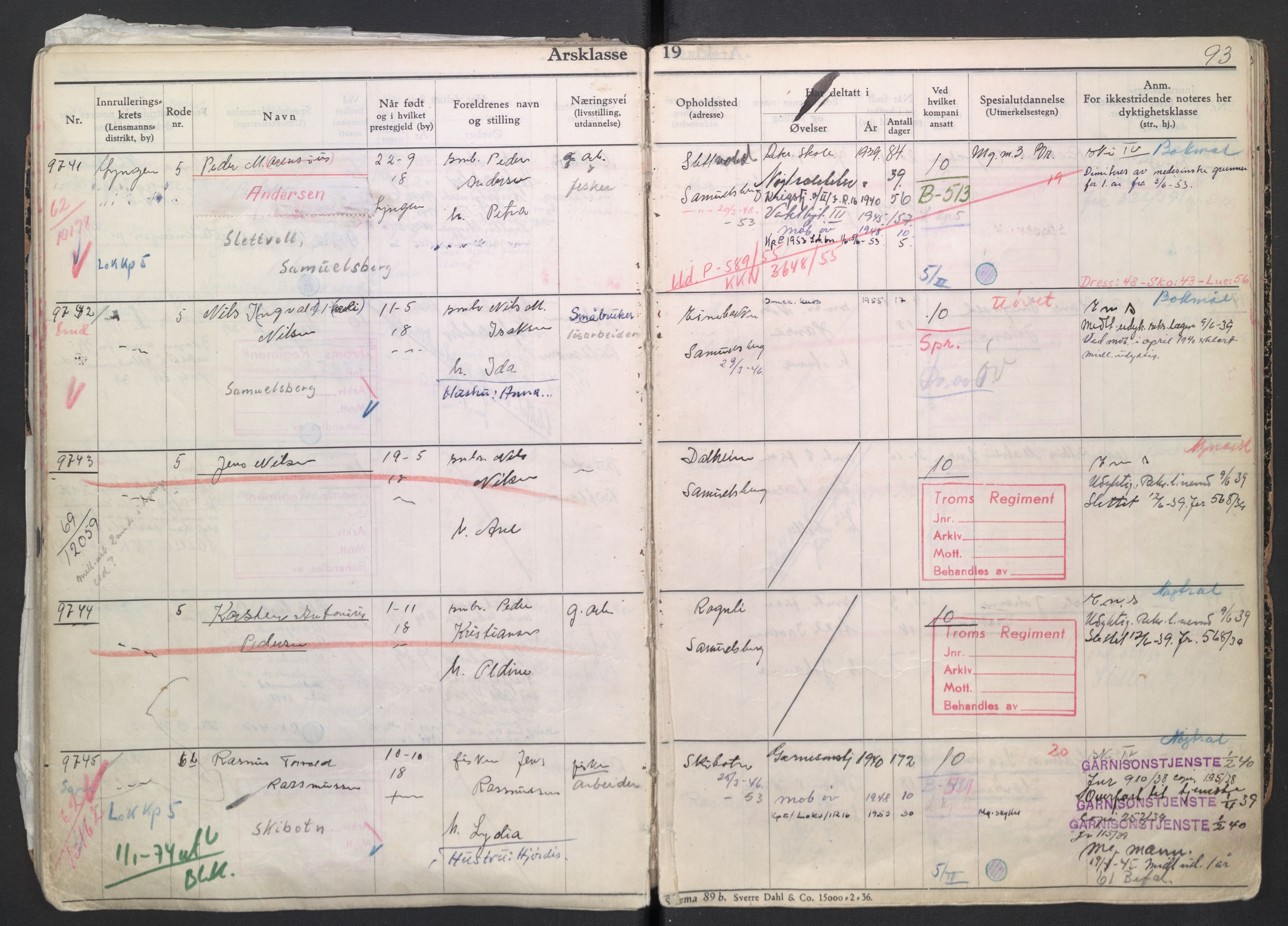 Forsvaret, Troms infanteriregiment nr. 16, AV/RA-RAFA-3146/P/Pa/L0007/0004: Ruller / Rulle for regimentets menige mannskaper, årsklasse 1939, 1939, p. 93