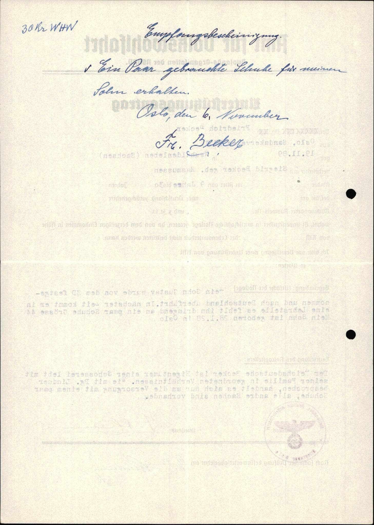 Forsvarets Overkommando. 2 kontor. Arkiv 11.4. Spredte tyske arkivsaker, AV/RA-RAFA-7031/D/Dar/Darb/L0015: Reichskommissariat - NSDAP in Norwegen, 1938-1945, p. 1020