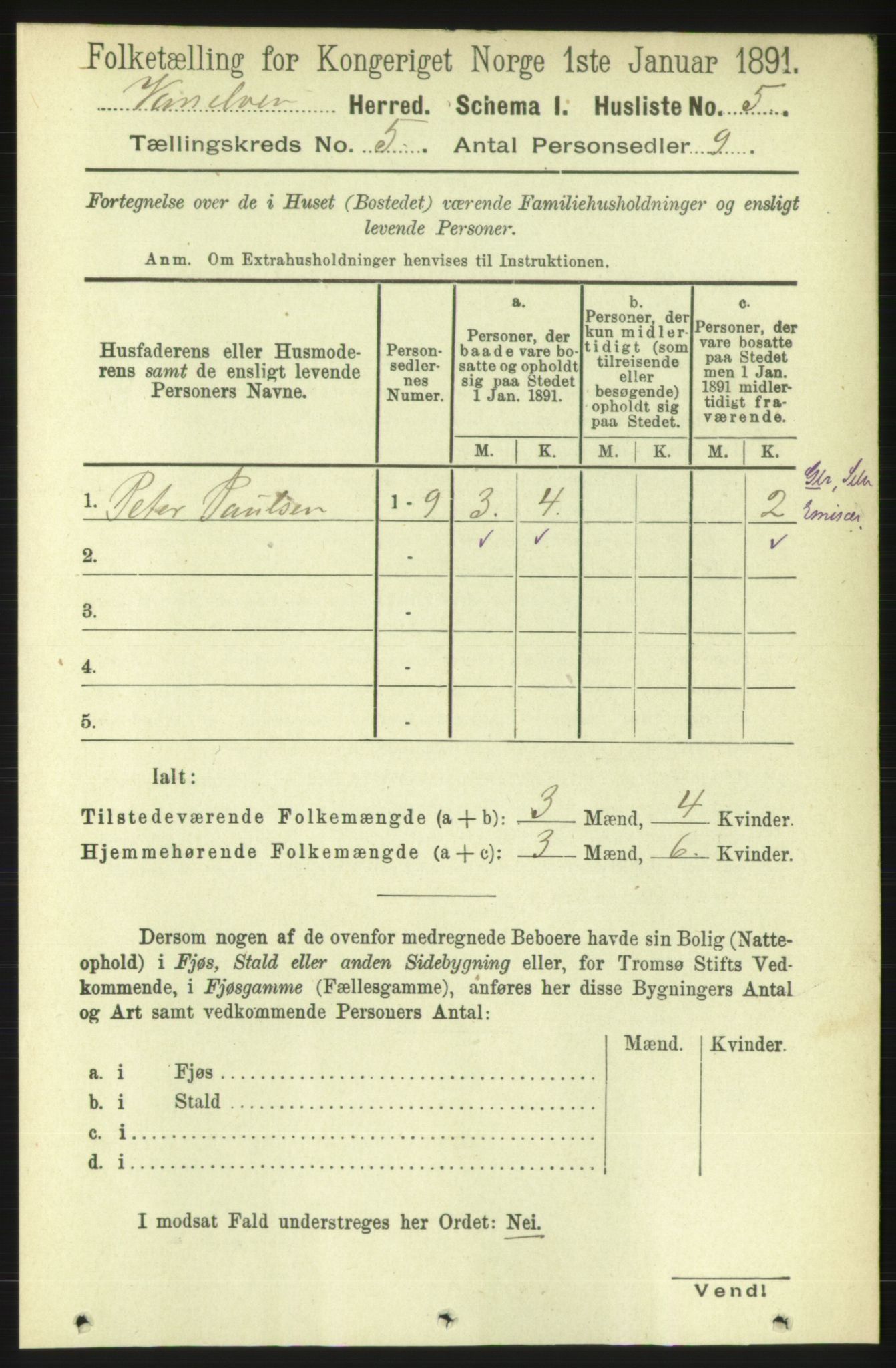 RA, 1891 census for 1511 Vanylven, 1891, p. 2103