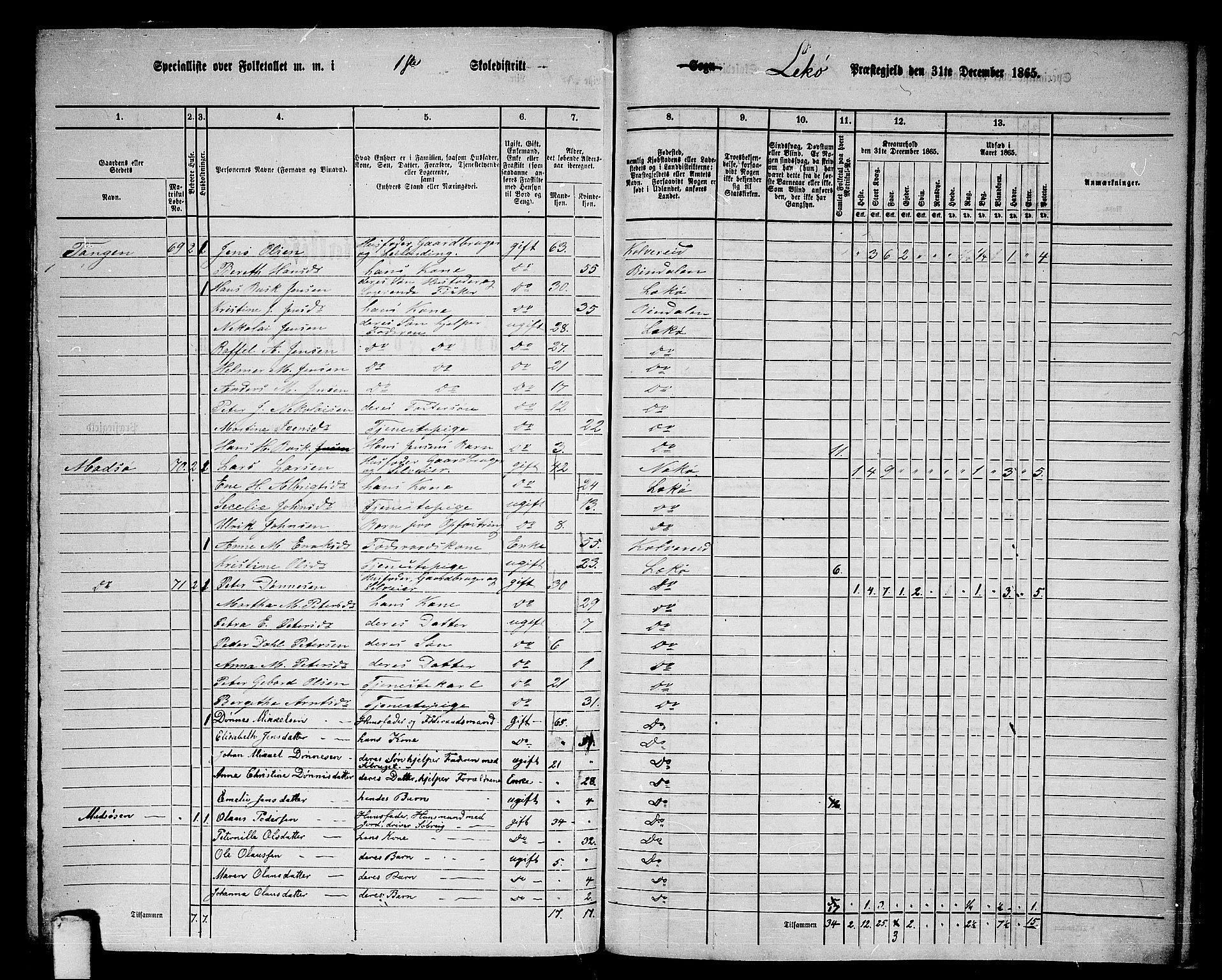 RA, 1865 census for Leka, 1865, p. 44