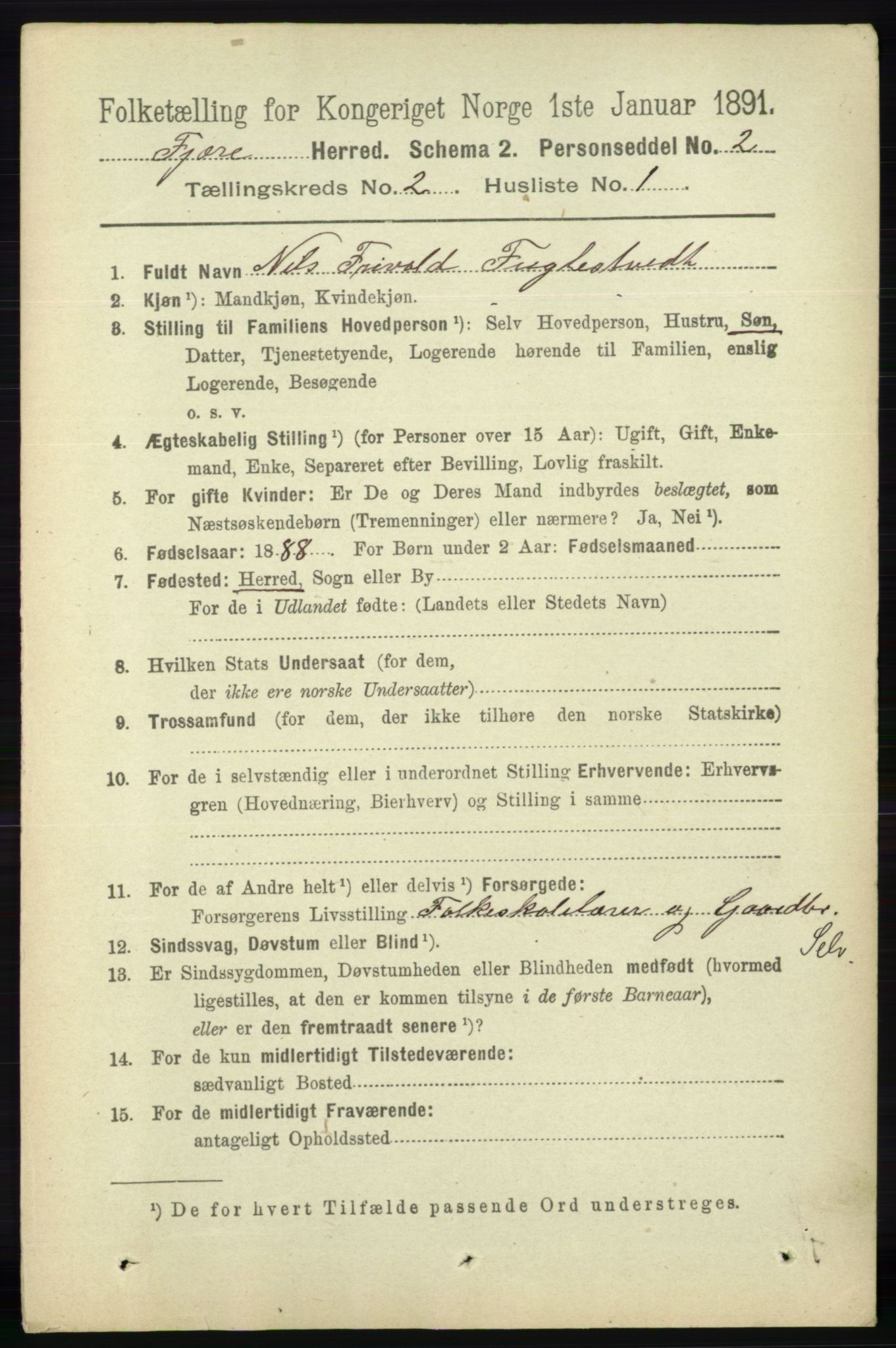 RA, 1891 census for 0923 Fjære, 1891, p. 739