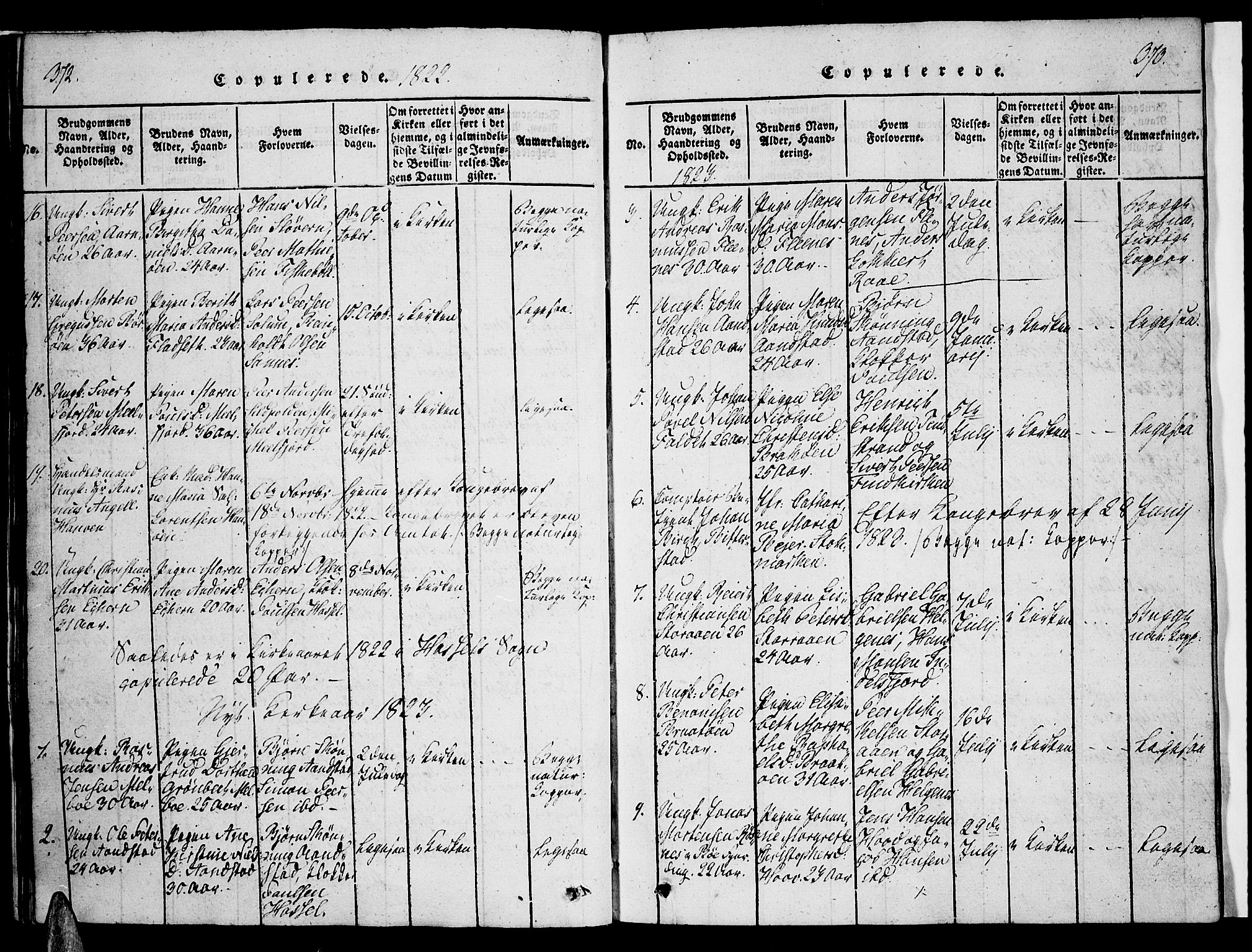 Ministerialprotokoller, klokkerbøker og fødselsregistre - Nordland, AV/SAT-A-1459/888/L1237: Parish register (official) no. 888A05 /1, 1820-1836, p. 372-373