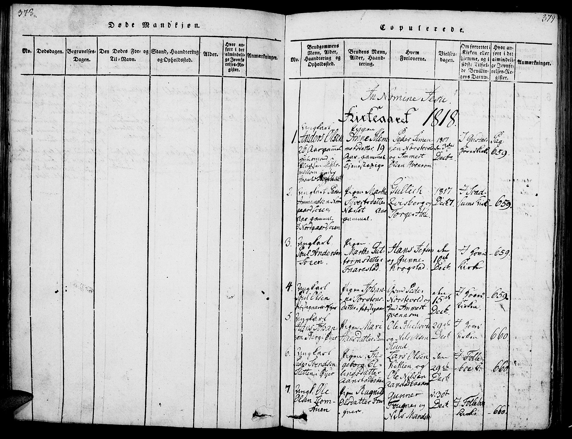 Gausdal prestekontor, SAH/PREST-090/H/Ha/Haa/L0005: Parish register (official) no. 5, 1817-1829, p. 378-379