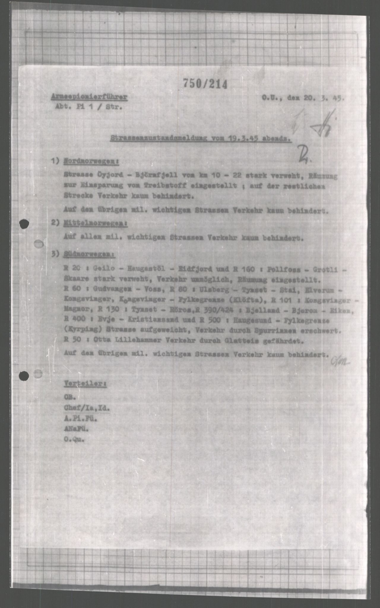 Forsvarets Overkommando. 2 kontor. Arkiv 11.4. Spredte tyske arkivsaker, AV/RA-RAFA-7031/D/Dar/Dara/L0004: Krigsdagbøker for 20. Gebirgs-Armee-Oberkommando (AOK 20), 1945, p. 80