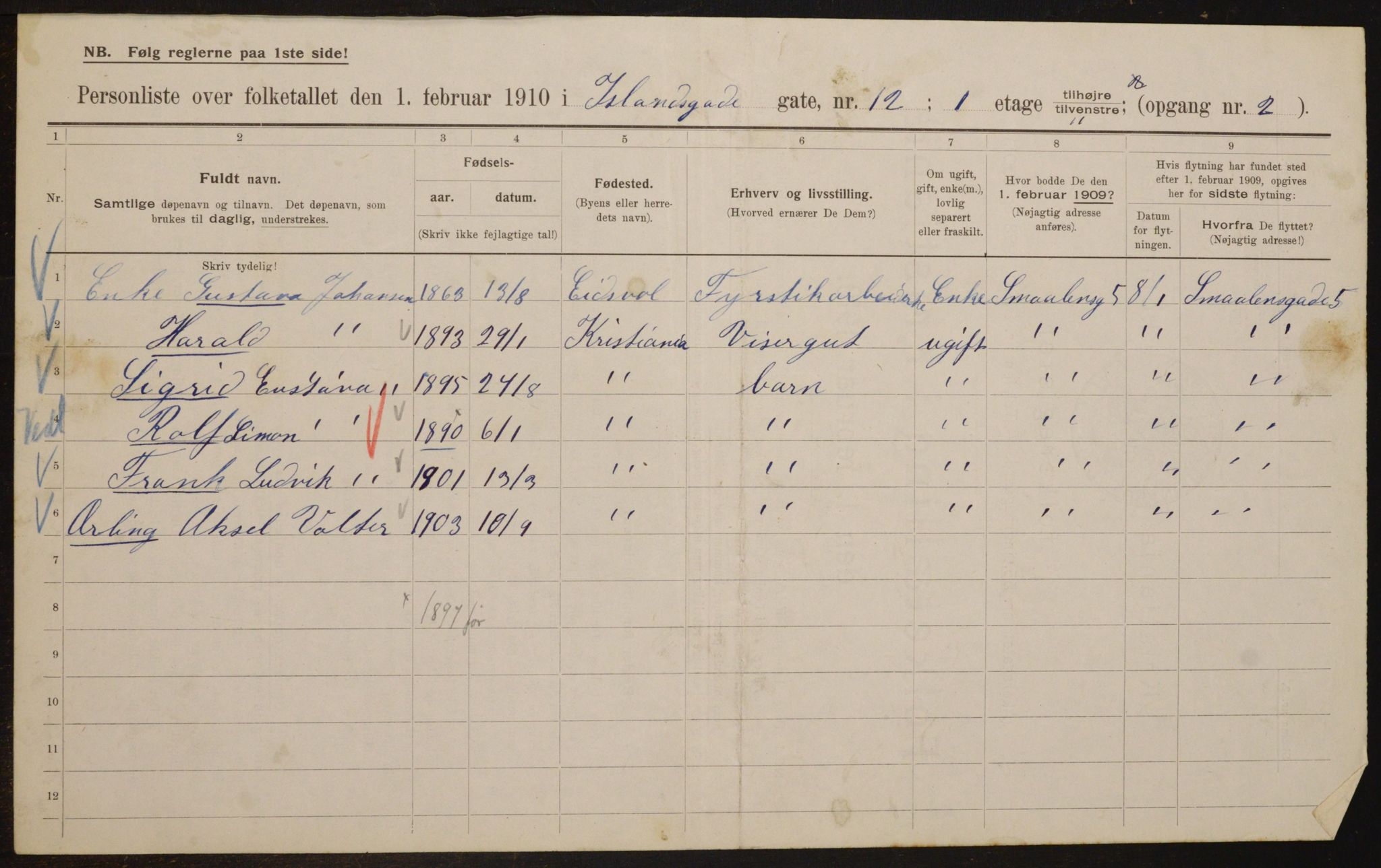 OBA, Municipal Census 1910 for Kristiania, 1910, p. 43570