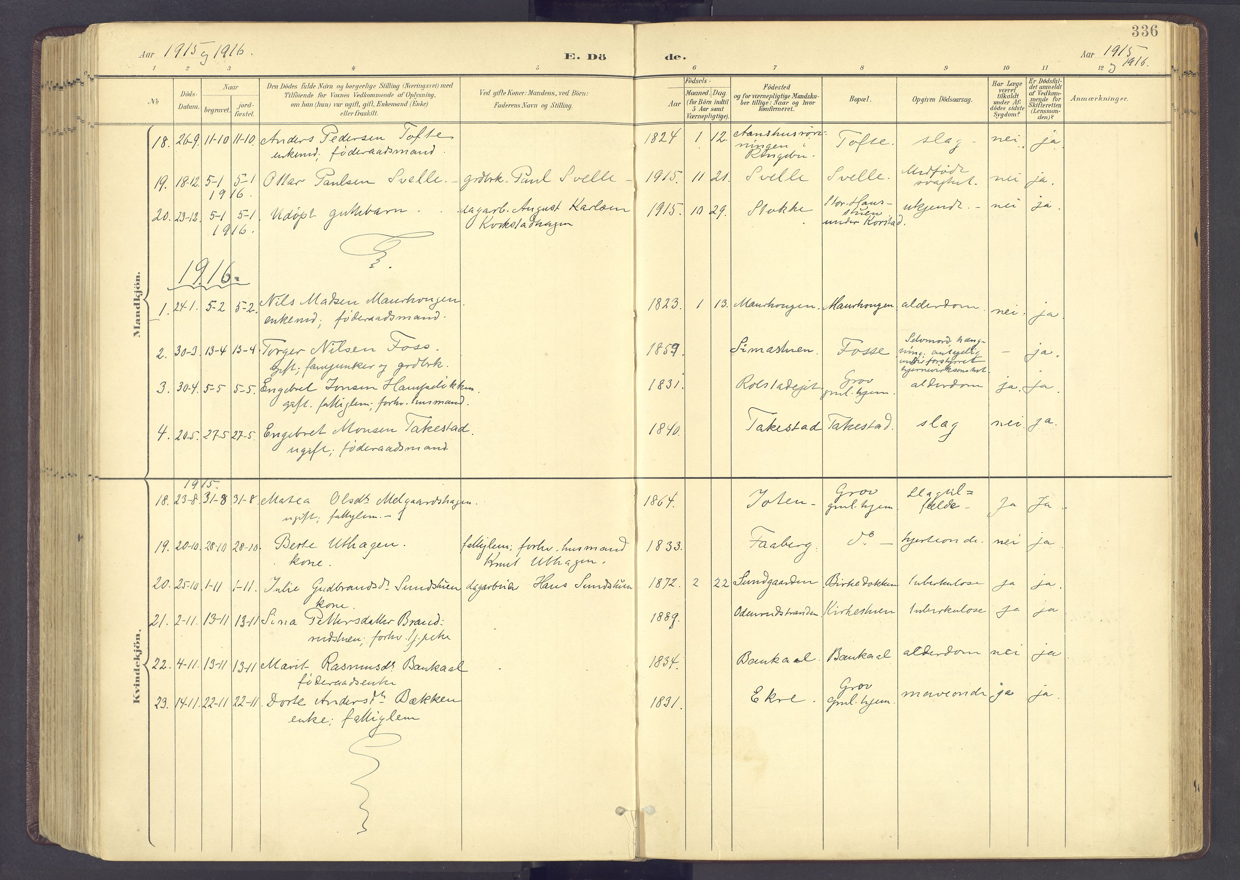 Sør-Fron prestekontor, AV/SAH-PREST-010/H/Ha/Haa/L0004: Parish register (official) no. 4, 1898-1919, p. 336