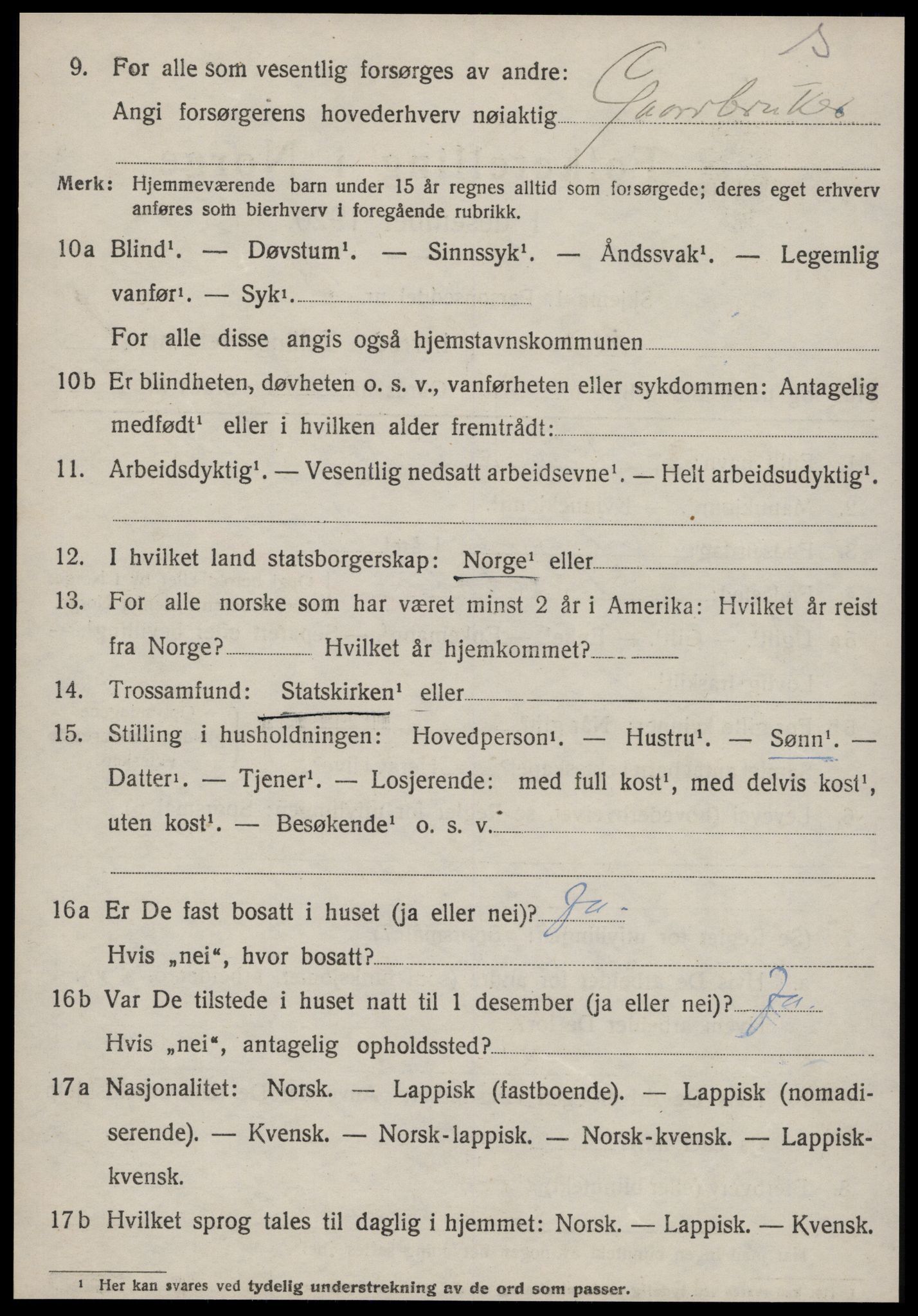 SAT, 1920 census for Budal, 1920, p. 237