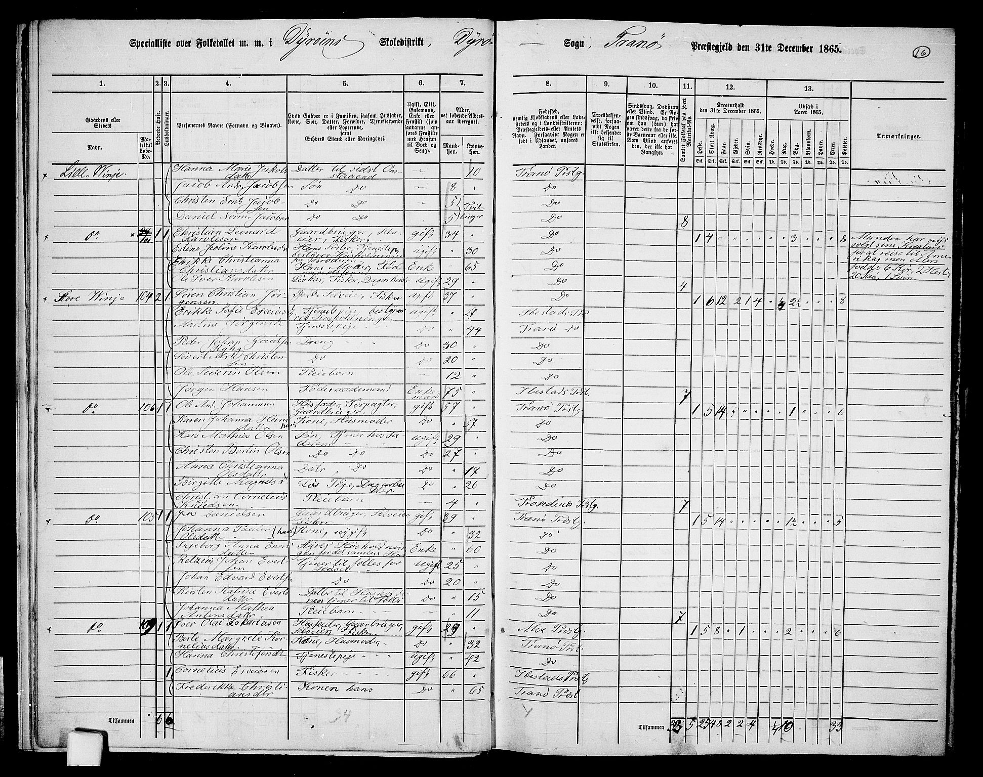 RA, 1865 census for Tranøy, 1865, p. 14