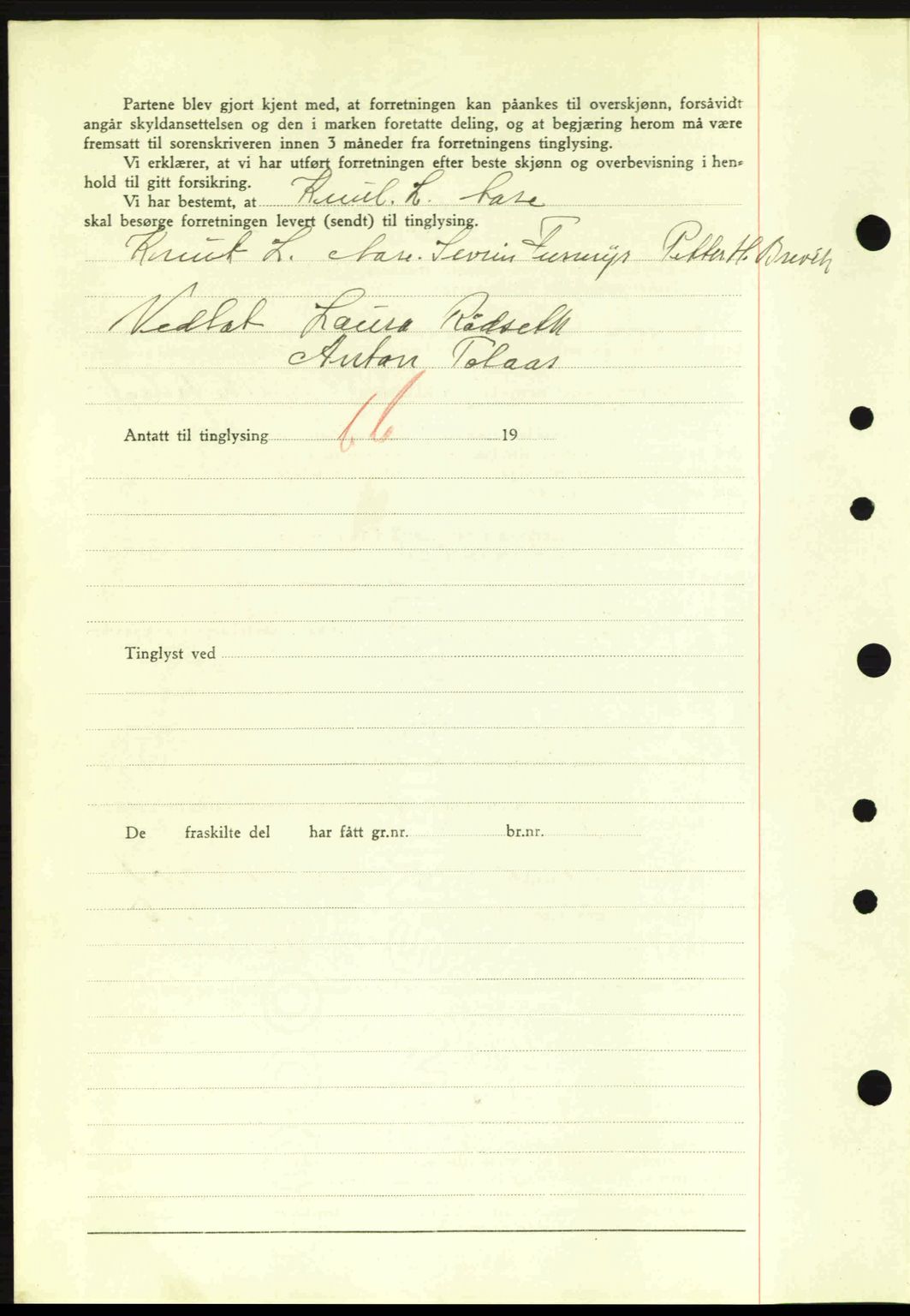 Nordre Sunnmøre sorenskriveri, AV/SAT-A-0006/1/2/2C/2Ca: Mortgage book no. A10, 1940-1941, Diary no: : 660/1941