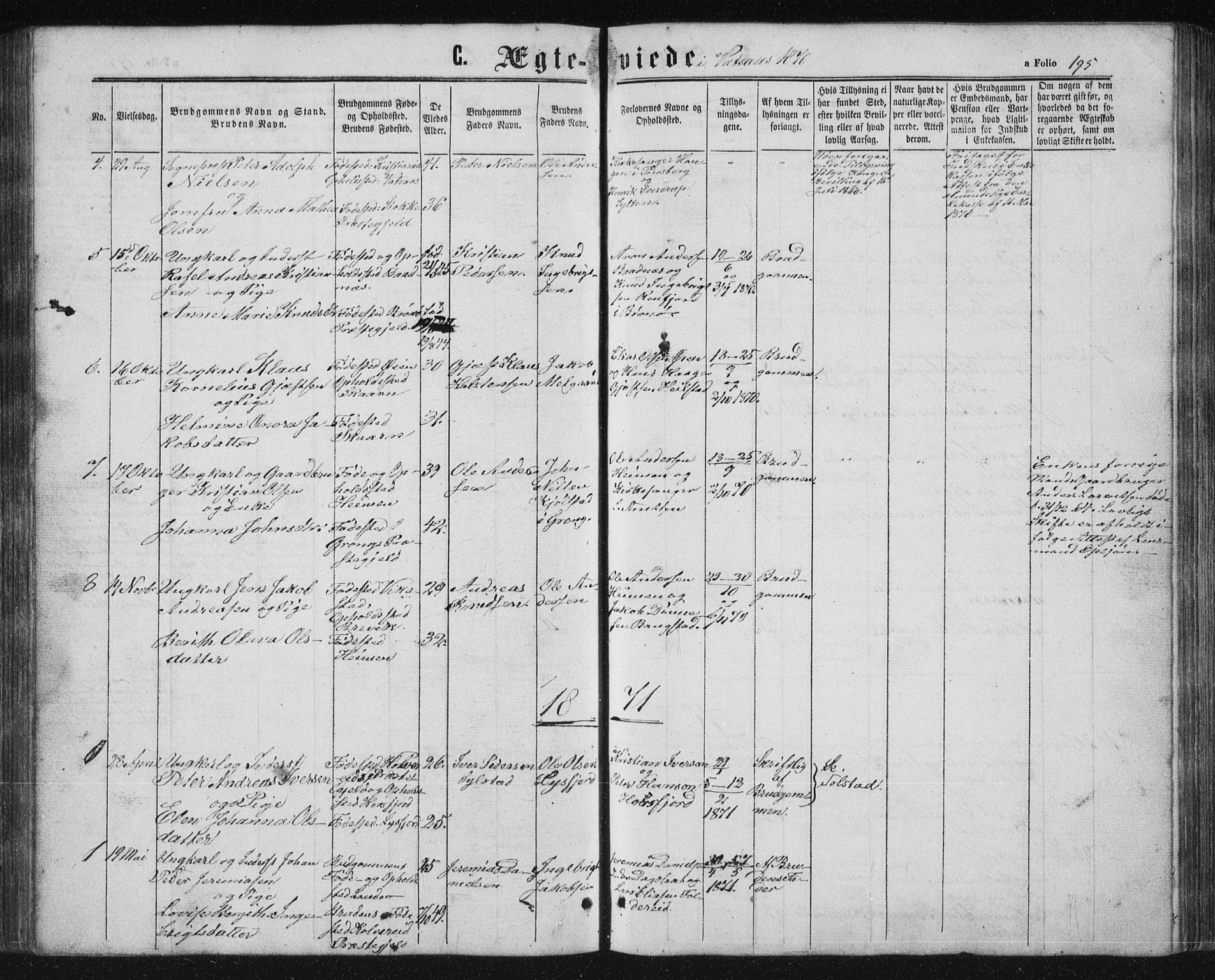 Ministerialprotokoller, klokkerbøker og fødselsregistre - Nordland, AV/SAT-A-1459/810/L0158: Parish register (copy) no. 810C02 /1, 1863-1883, p. 195