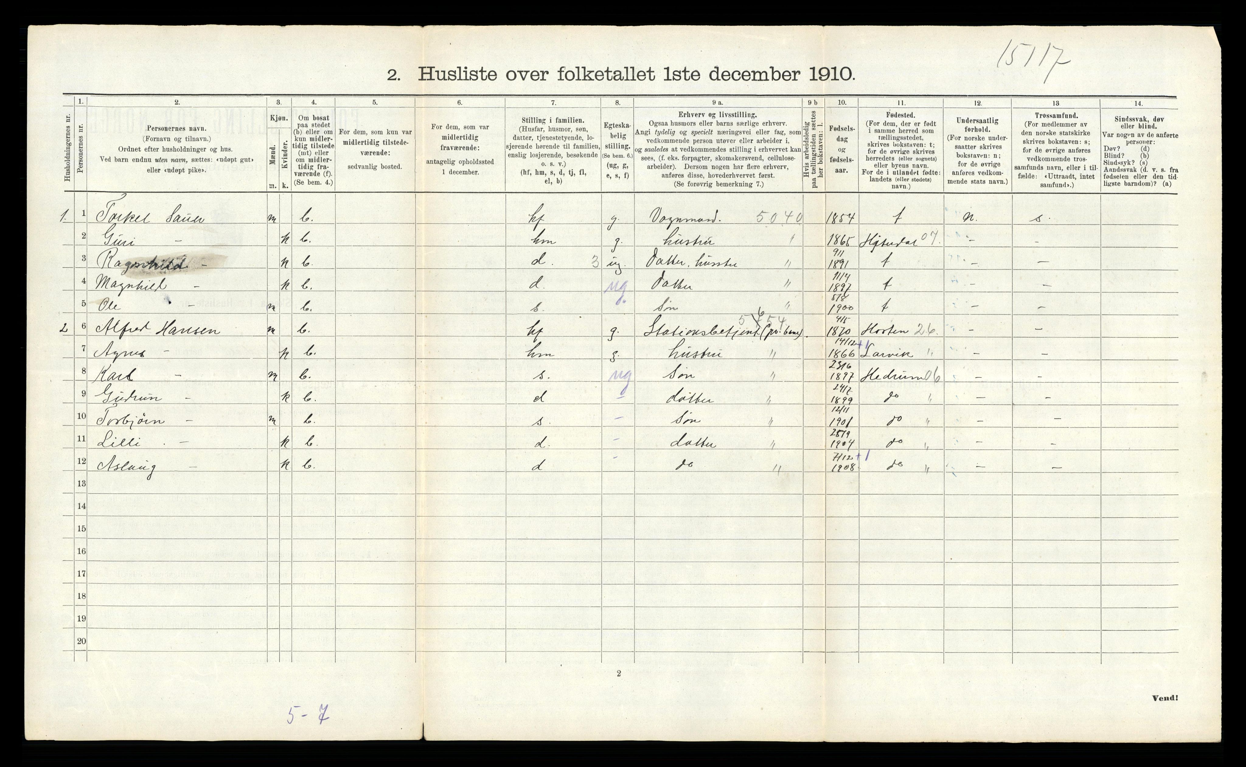 RA, 1910 census for Heddal, 1910, p. 376