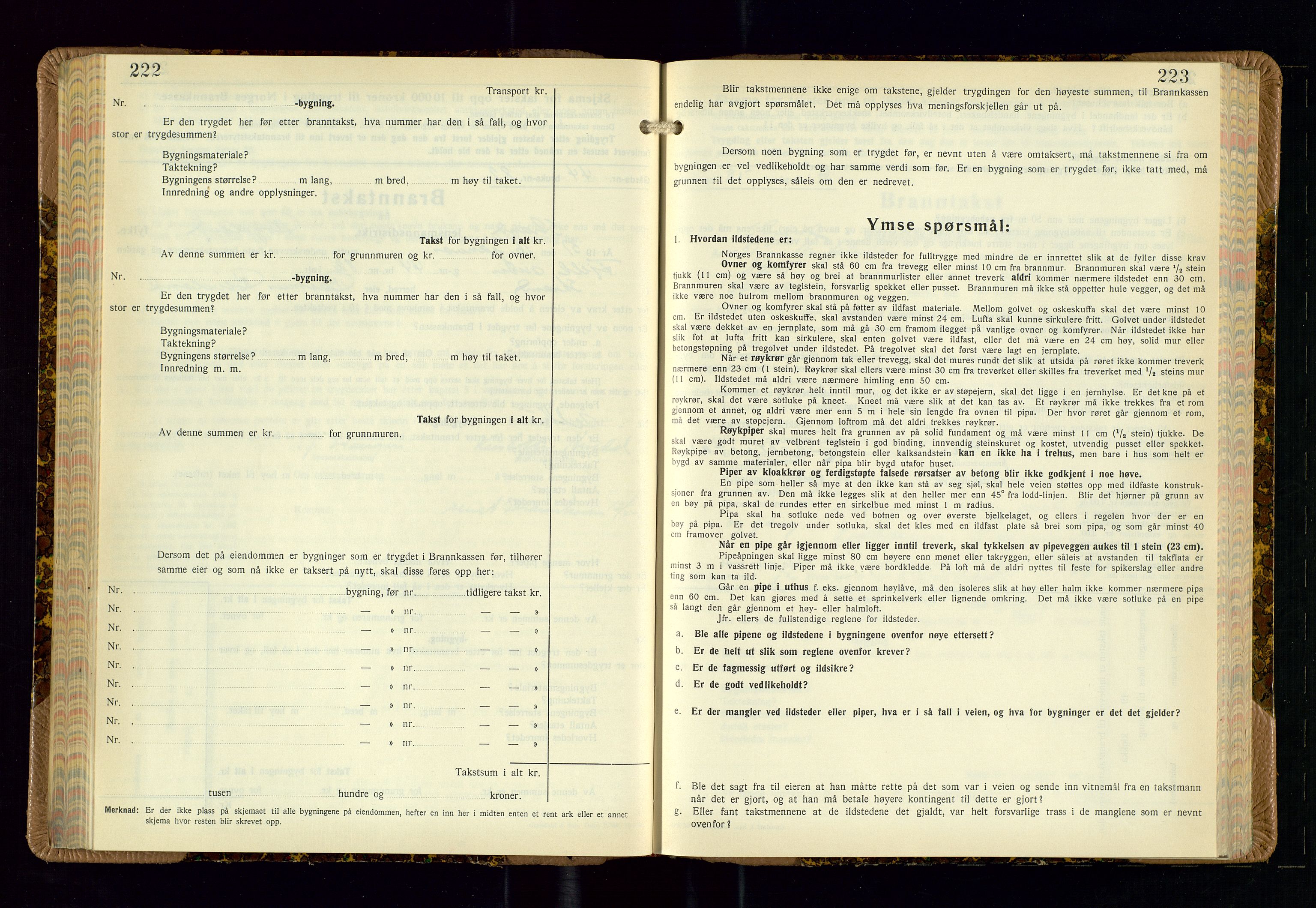 Strand og Forsand lensmannskontor, AV/SAST-A-100451/Gob/L0002: Branntakstprotokoll, 1942-1953, p. 222-223