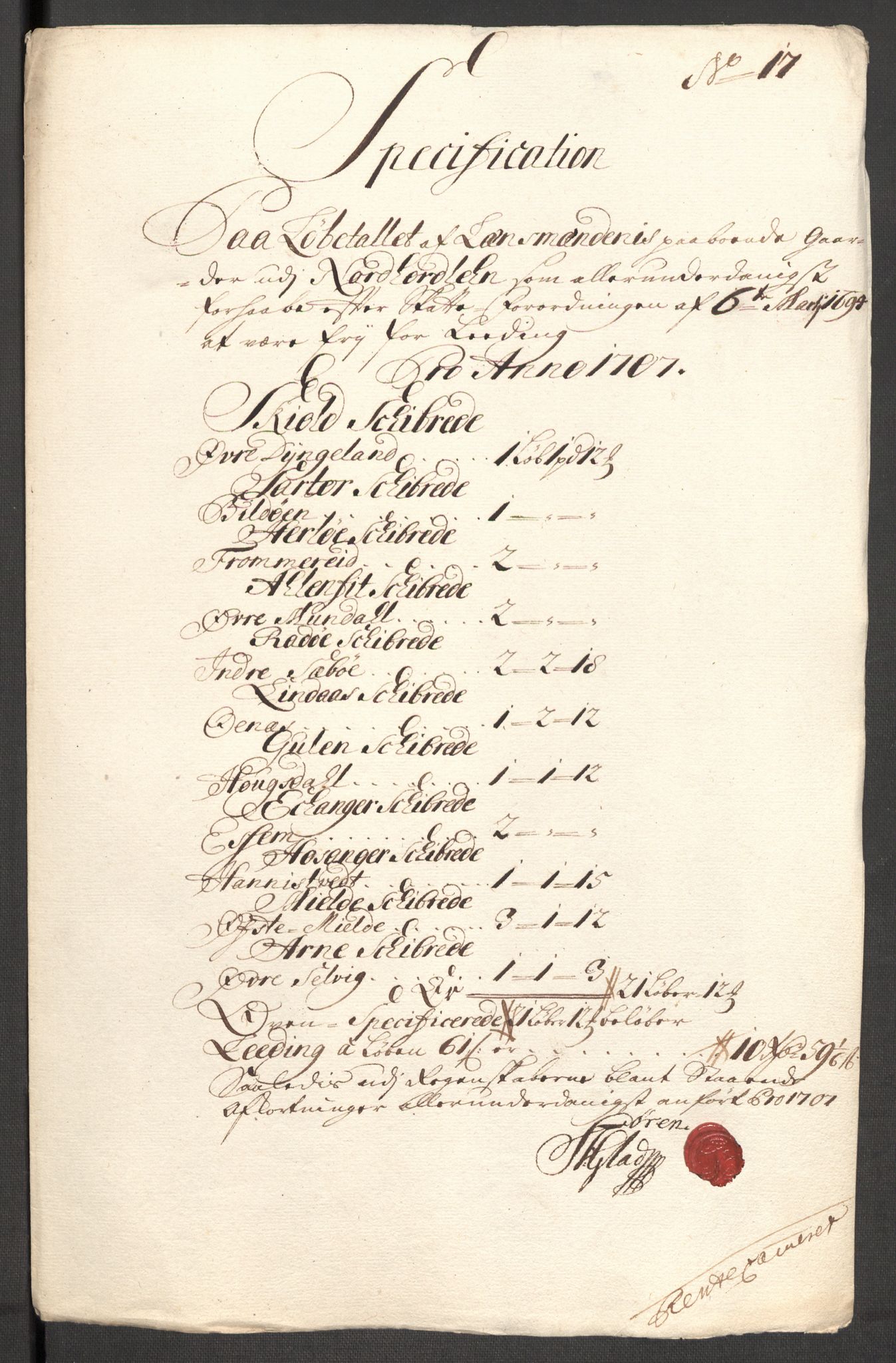 Rentekammeret inntil 1814, Reviderte regnskaper, Fogderegnskap, RA/EA-4092/R51/L3188: Fogderegnskap Nordhordland og Voss, 1706-1707, p. 143