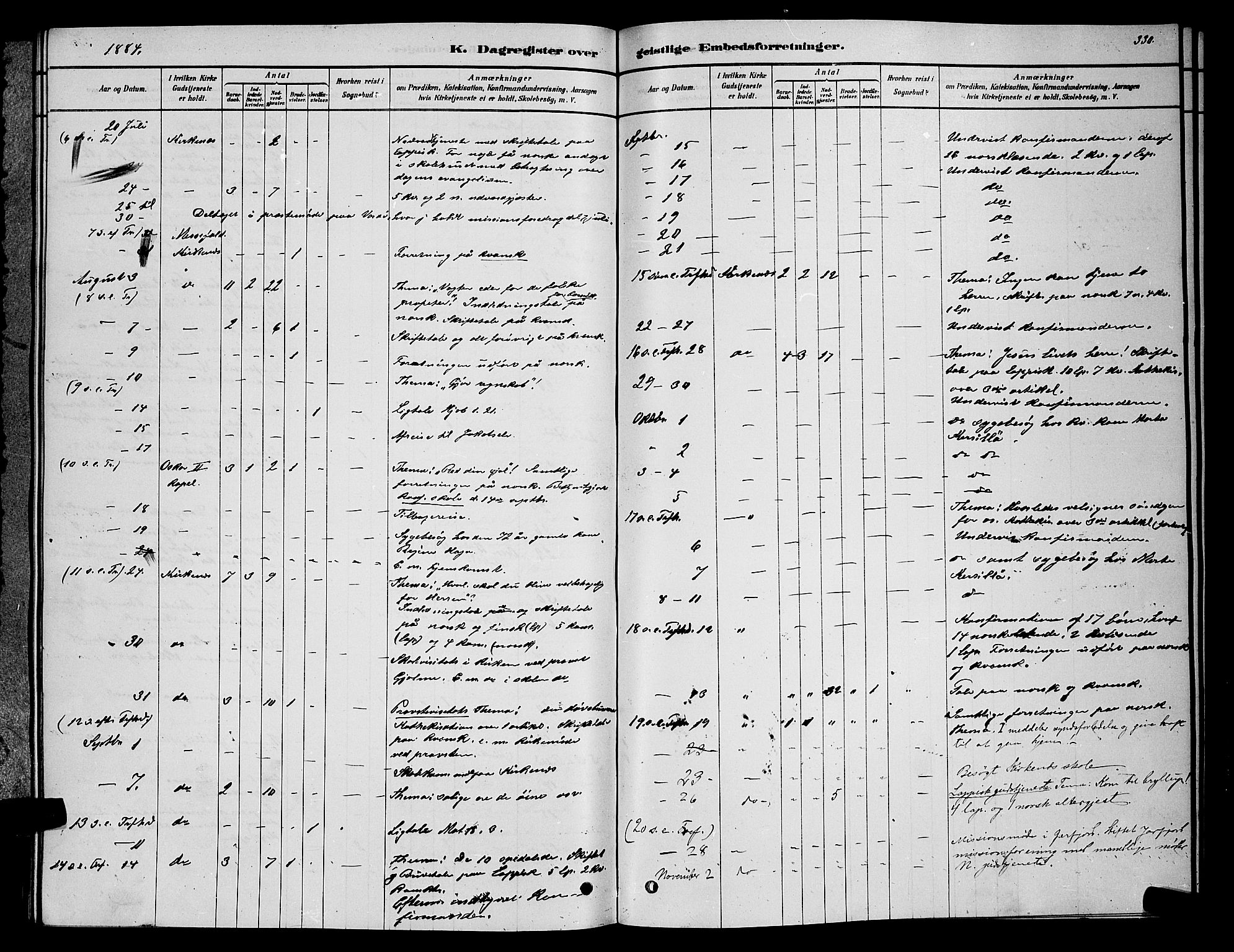 Sør-Varanger sokneprestkontor, AV/SATØ-S-1331/H/Hb/L0003klokker: Parish register (copy) no. 3, 1878-1891, p. 330