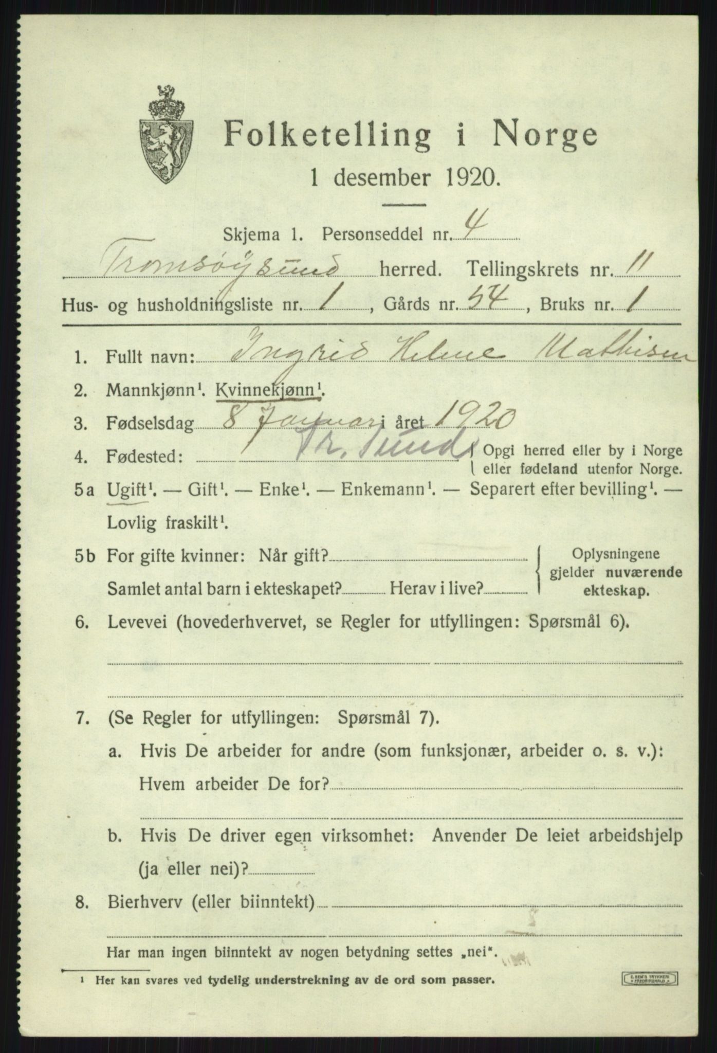 SATØ, 1920 census for Tromsøysund, 1920, p. 7248