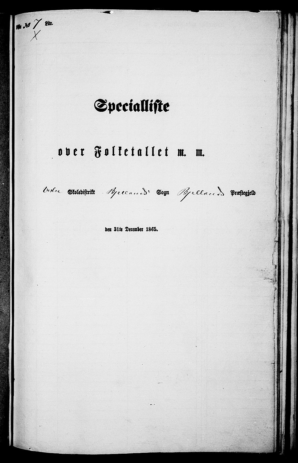 RA, 1865 census for Bjelland, 1865, p. 84