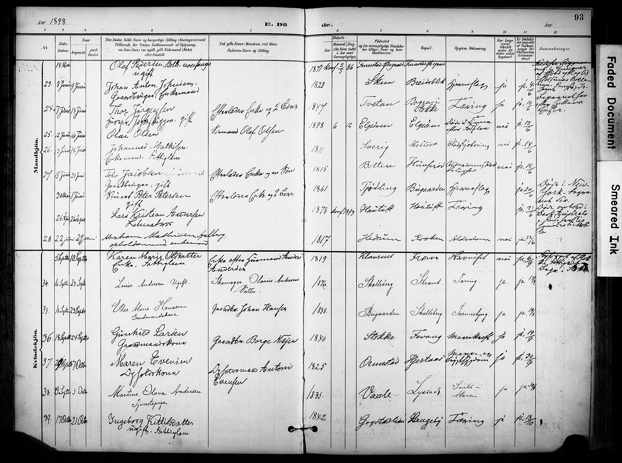 Sandar kirkebøker, AV/SAKO-A-243/F/Fa/L0015: Parish register (official) no. 15, 1896-1907, p. 93
