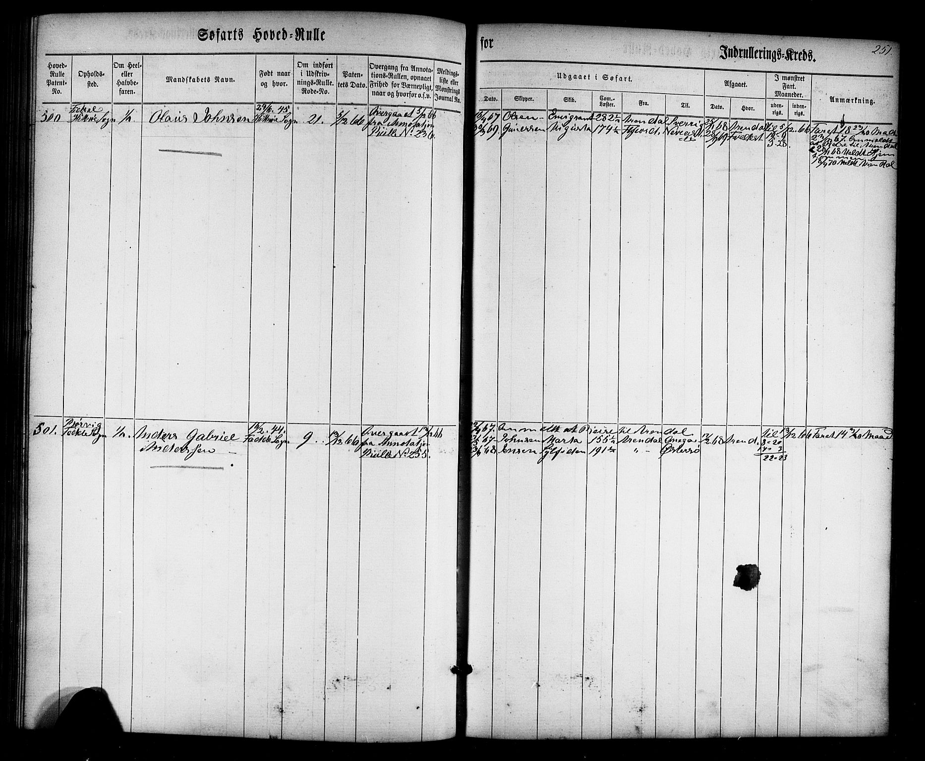 Flekkefjord mønstringskrets, SAK/2031-0018/F/Fb/L0007: Hovedrulle nr 1-574, Æ-4, 1860-1869, p. 258