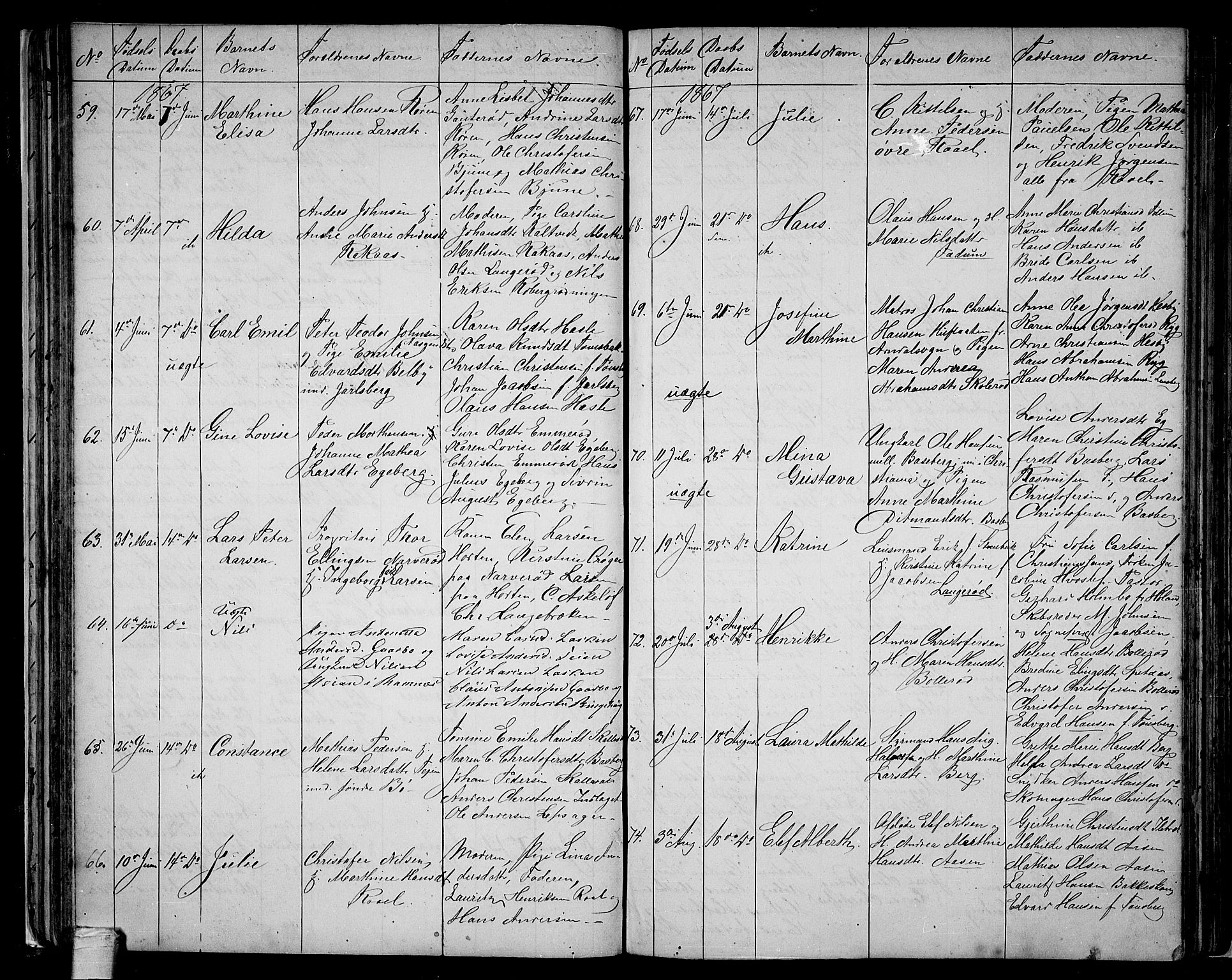 Sem kirkebøker, AV/SAKO-A-5/G/Ga/L0004: Parish register (copy) no. I 4, 1855-1877