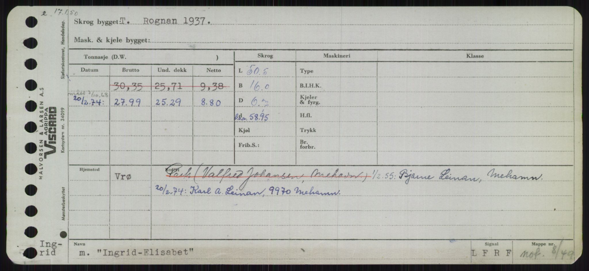 Sjøfartsdirektoratet med forløpere, Skipsmålingen, RA/S-1627/H/Ha/L0003/0001: Fartøy, Hilm-Mar / Fartøy, Hilm-Kol, p. 341