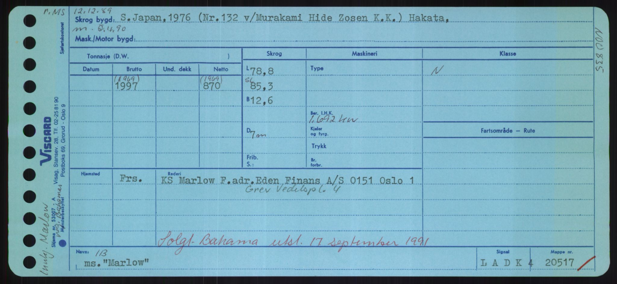 Sjøfartsdirektoratet med forløpere, Skipsmålingen, RA/S-1627/H/Hd/L0024: Fartøy, M-Mim, p. 301